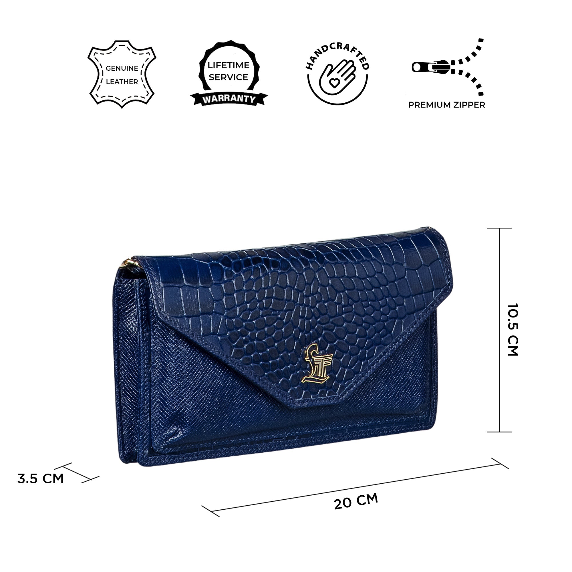 Clara Genuine Leather Sling Cum Clutch Wallet for Women | Crossbody Mobile Sling Bag with Detachable Strap | Ladies Money Bag & Wallet Purse | Color: Black, Blue, Brown, Green Leather Talks
