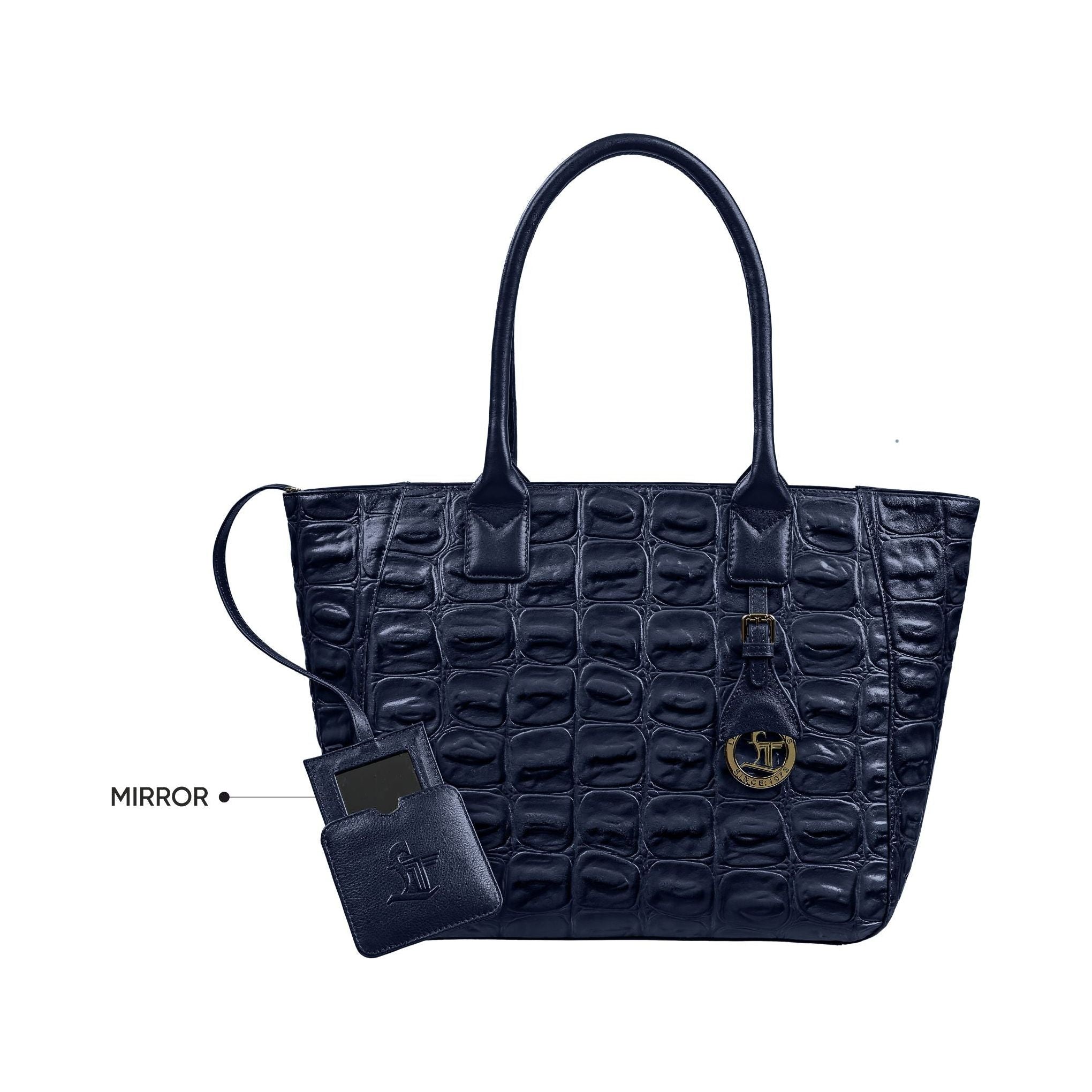 Great Dane Elvis Tote | Leather Tote Bag For Women | Croco Embossed Genuine Leather | Color:Black,Brown, Blue & Green Leather Talks