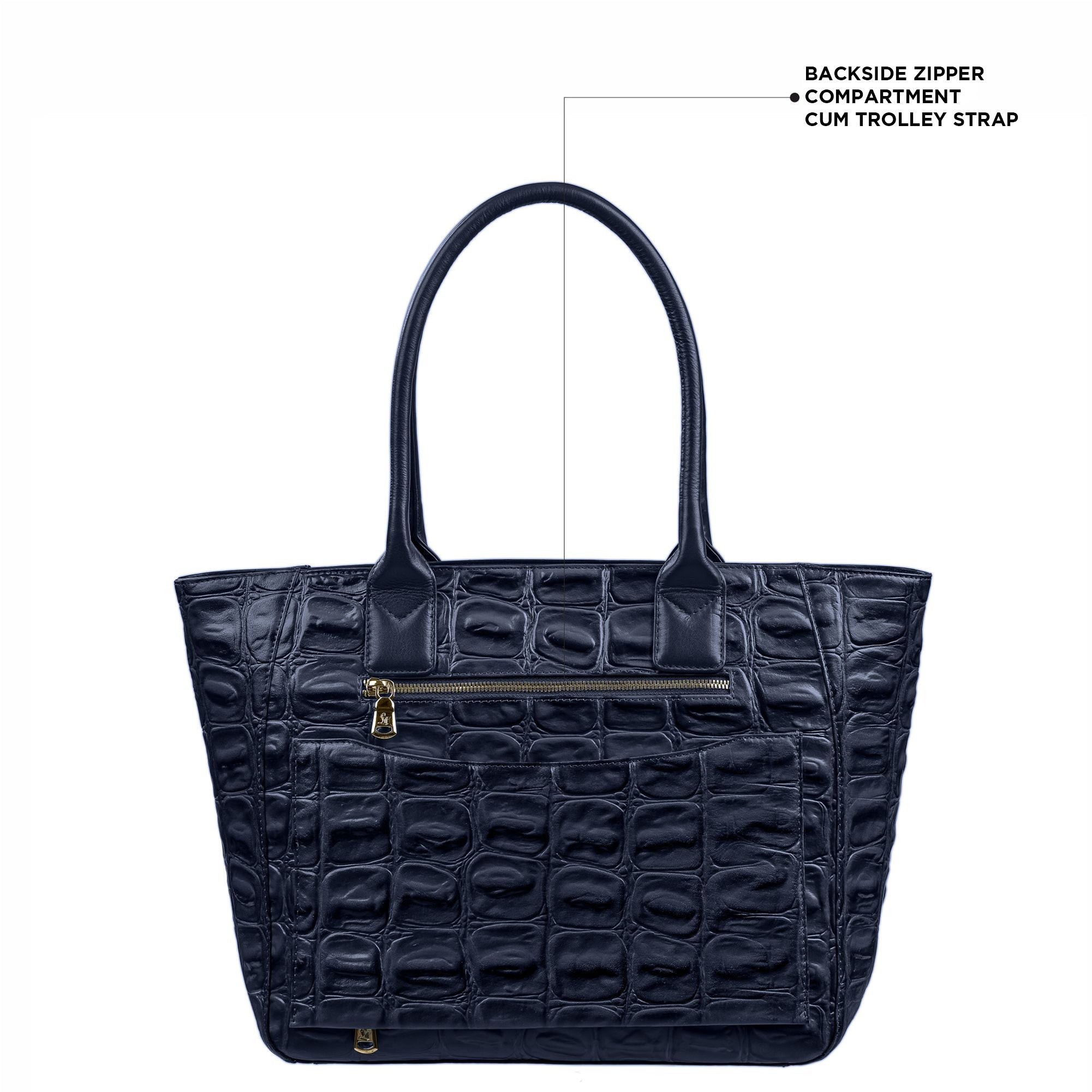 Great Dane Elvis Tote | Leather Tote Bag For Women | Croco Embossed Genuine Leather | Color:Black,Brown, Blue & Green Leather Talks