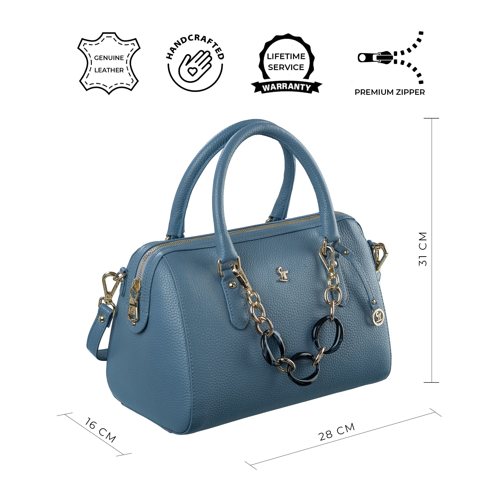 Leather Hand Bag For Women | 100% Genuine Leather | Color: Blue