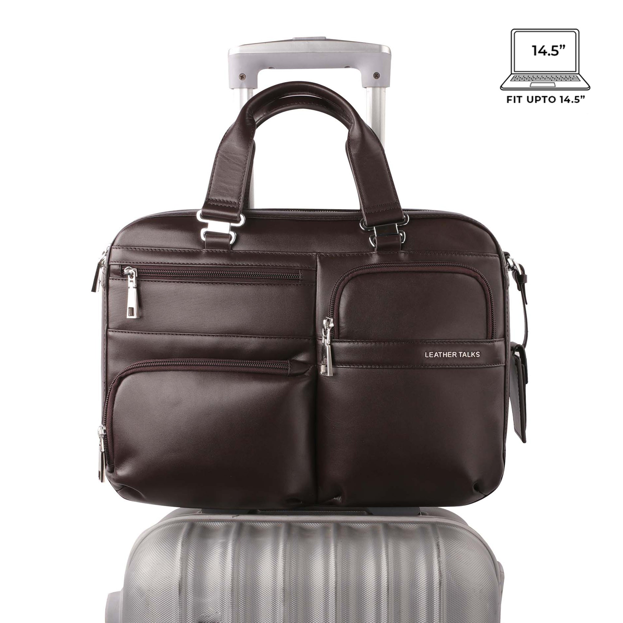 Jacob | Leather Briefcase For Men | 100% Genuine Leather | For Office | Colour: Brown