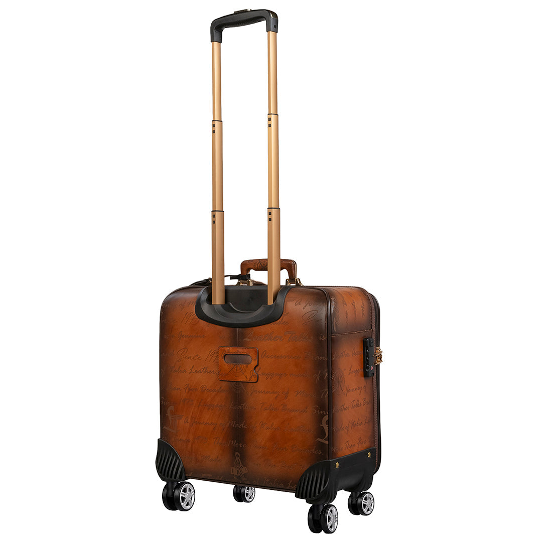 16inch Condorium Premium Genuine Leather Travel Trolley Bag | Business Travel Trolley Bag | Overnighter Trolley | Cabin Luggage | Business trip trolley