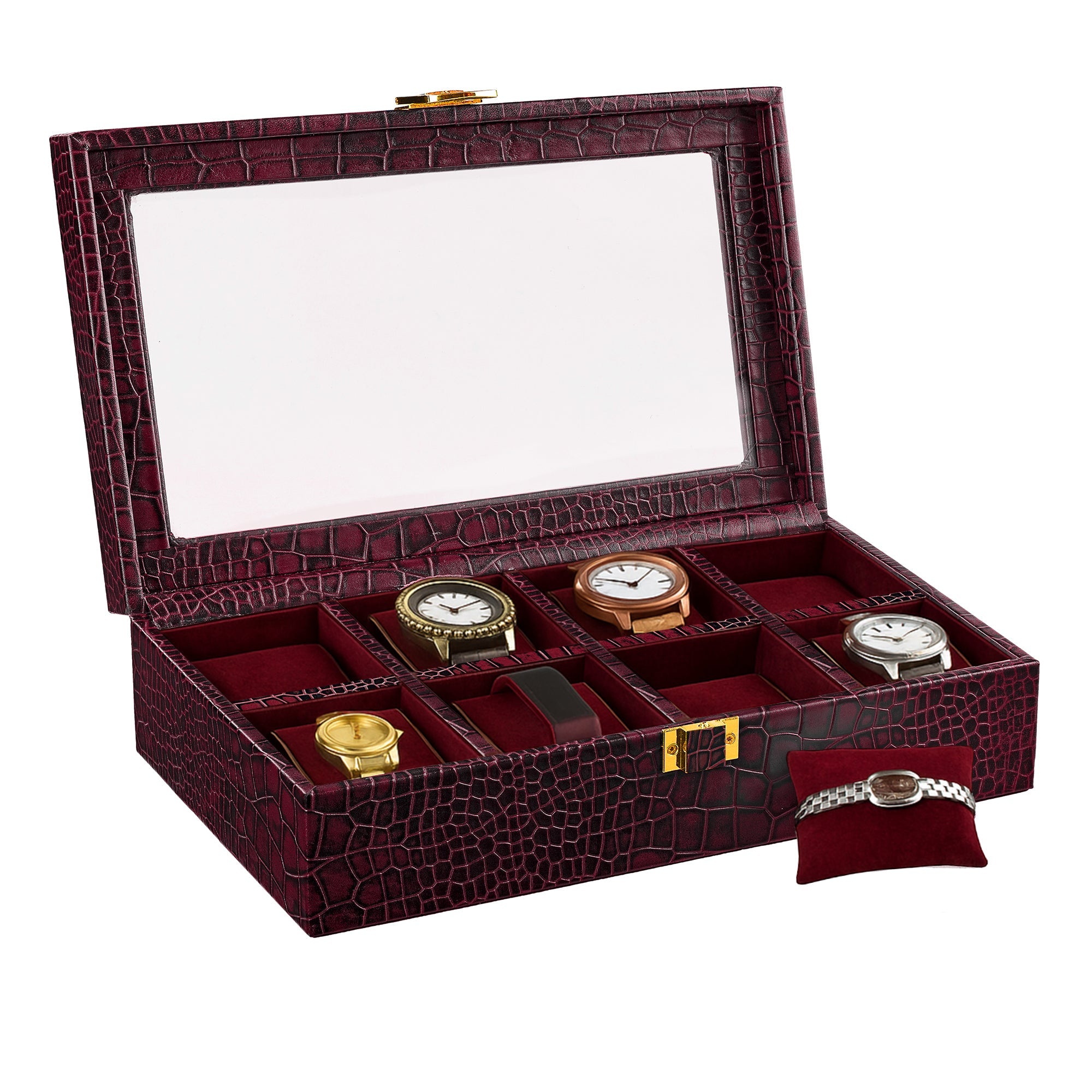 Bronx II Watch Box (8 Watches) | Watch Box For Men | 100% Genuine Leather | Color: Croco Cherry Leather Talks