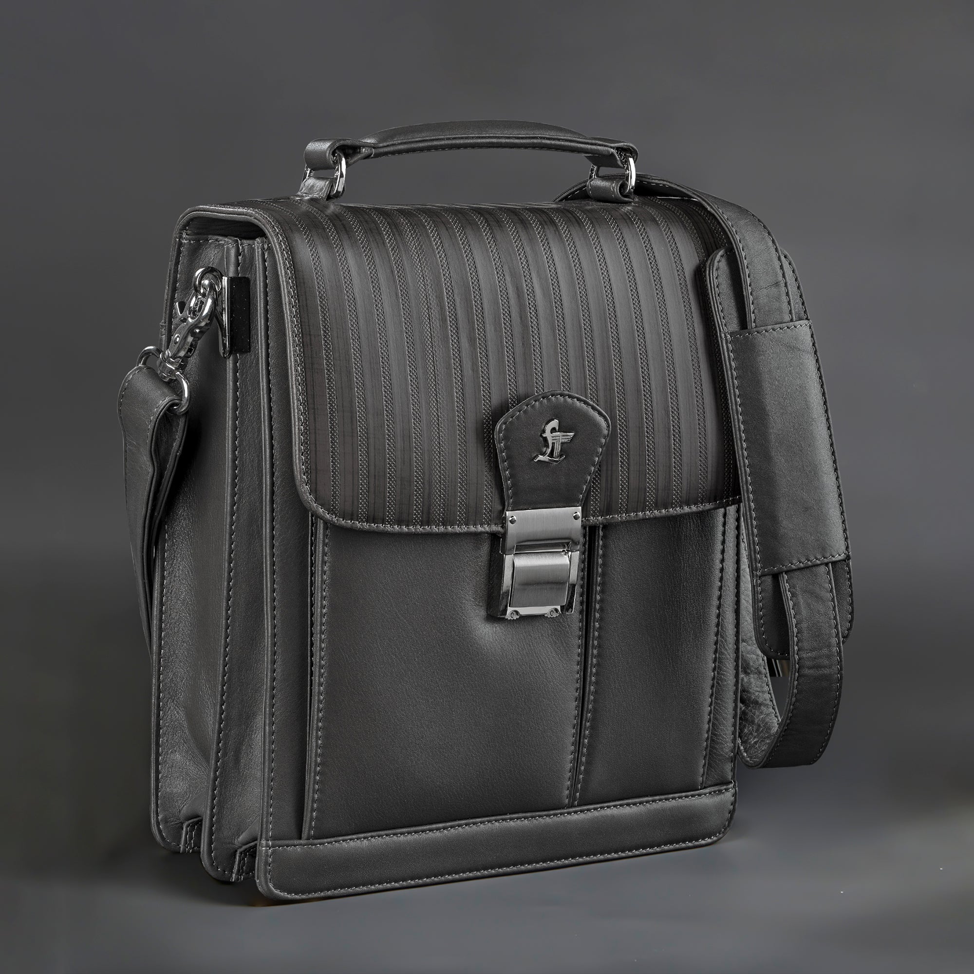 Mens Bag V | Messenger Bag for Men | Genuine Leather Crossbody Shoulder Bag | Color: Grey Leather Talks