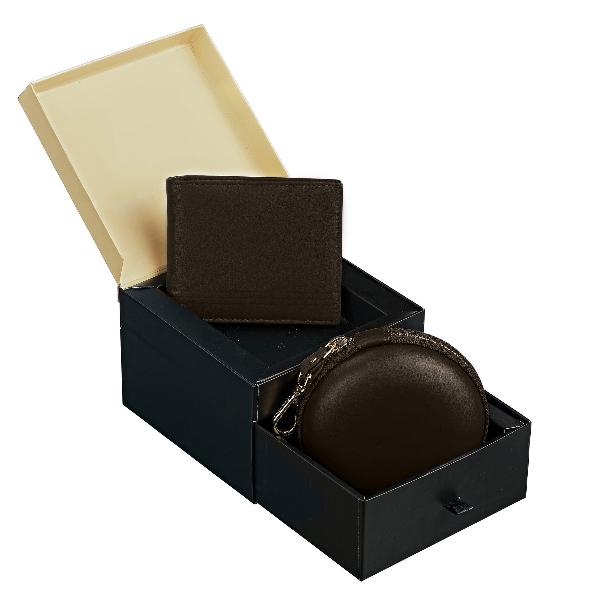 Gift Set| Leather Wallet for Men | Genuine Leather | Tech Kit | Travel Organizer | Color: Brown