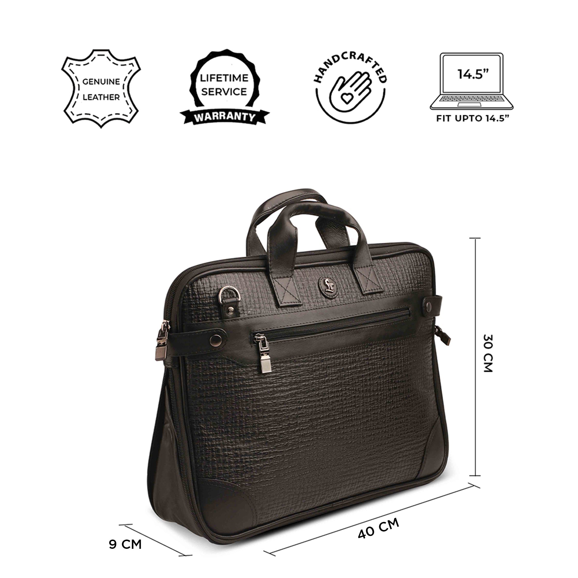 Ready to Ship Luxury Corporate Gift - Office Folio Bag III | Luxury Corporate Gift | Genuine Leather Portfolio Bag | For Office Use | Colour - Criss cross Black Leather Talks