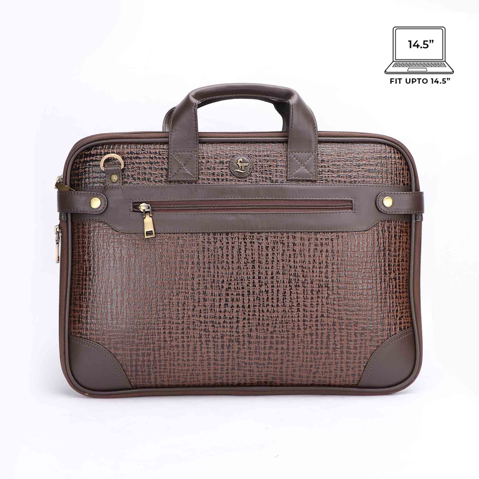 Office Folio Bag III | Leather Portfolio Bag | 100% Genuine Leather | For Office Use | Colour - Crisscross Brown & Black Leather Talks