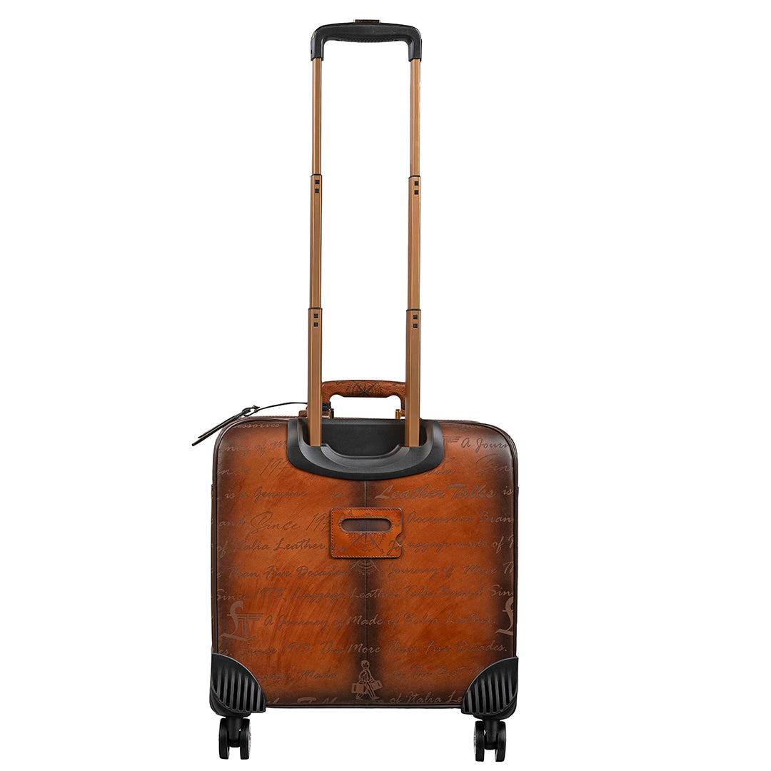 16inch Condorium Premium Genuine Leather Travel Trolley Bag | Business Travel Trolley Bag | Overnighter Trolley | Cabin Luggage | Business trip trolley