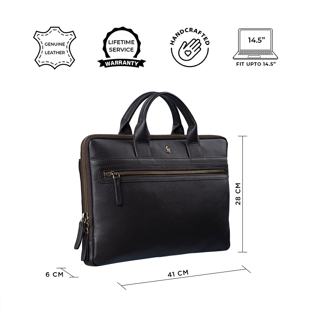 Laptop Sleeve V | Leather Laptop Bag for Men | Size: 15.6 Inches | Color: Blue, Brown & Black Leather Talks