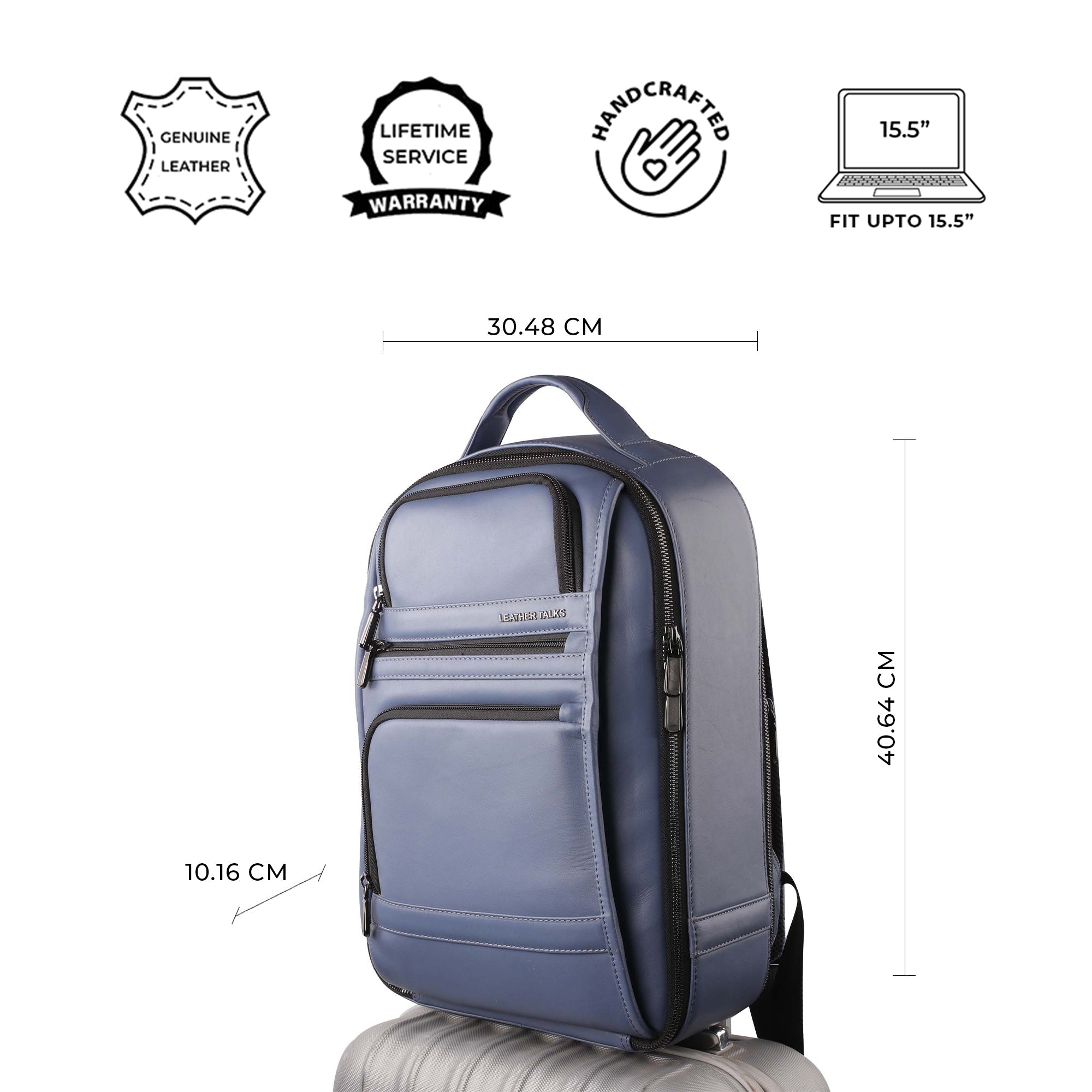 Jacob Leather Backpack for Men | Genuine Leather Backpack | Travel Backpack | Color: Blue Leather Talks