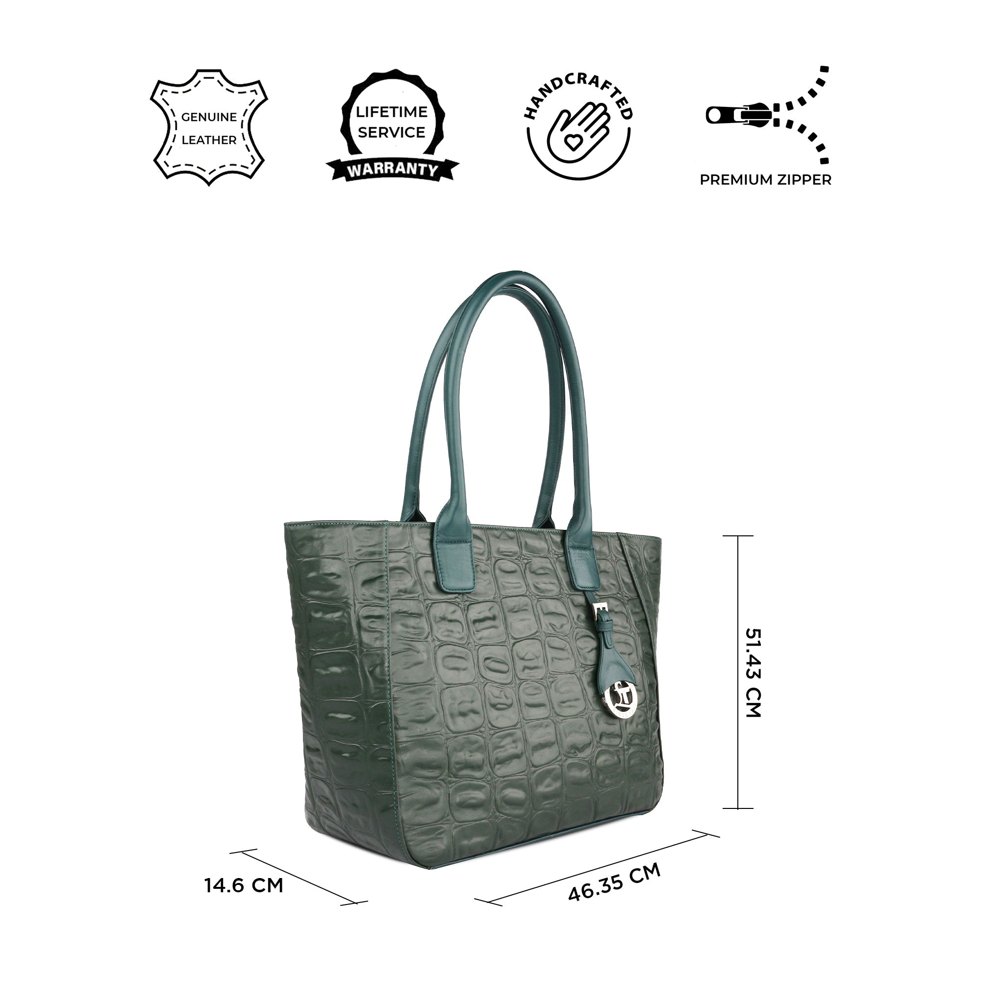 Great Dane Elvis Tote | Leather Tote Bag For Women | Croco Embossed Genuine Leather | Color:Black,Brown, Blue & Green Leather Talks