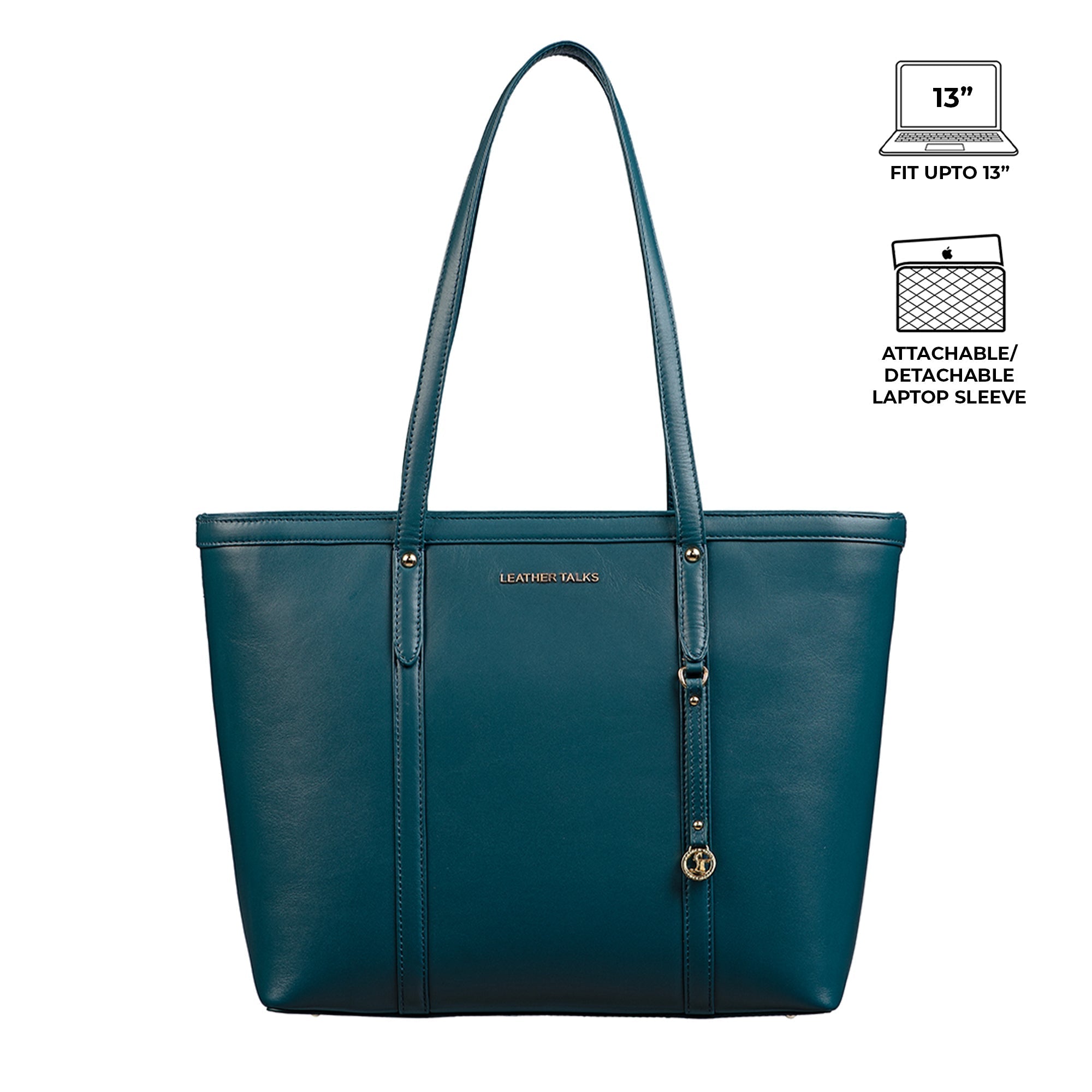 Elegant Tote Bag For Woman |Genuine Leather Handbag for Ladies | Ideal For Office & Travel | Color: Teal Blue Leather Talks