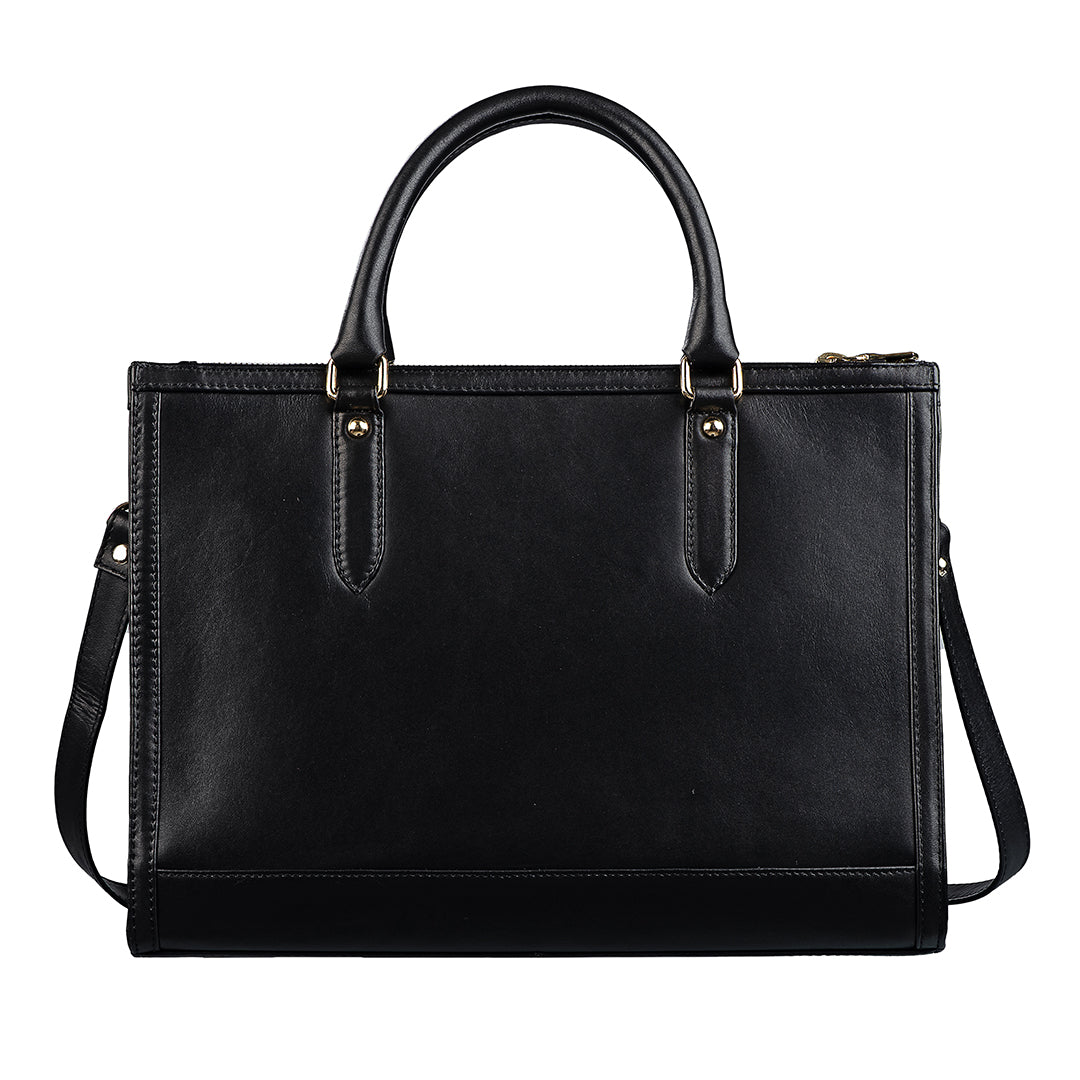 Window Senior Ladies Hand Bag For Women | 100% Genuine Leather | Color - Black
