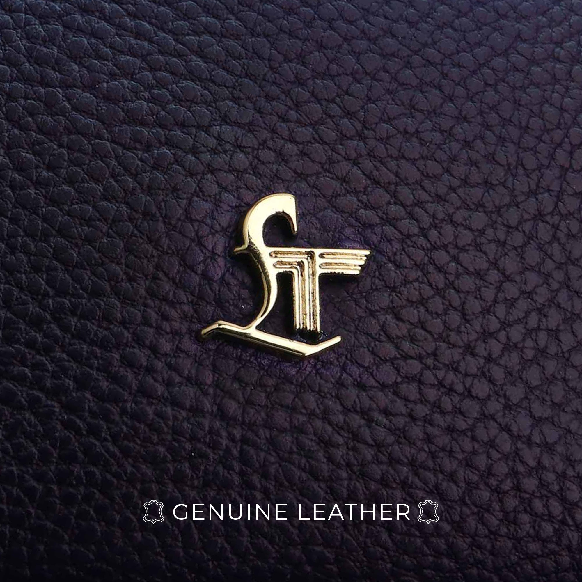 Luxury leather corporate gifts for women, including a sophisticated leather wallet and a stylish leather bag