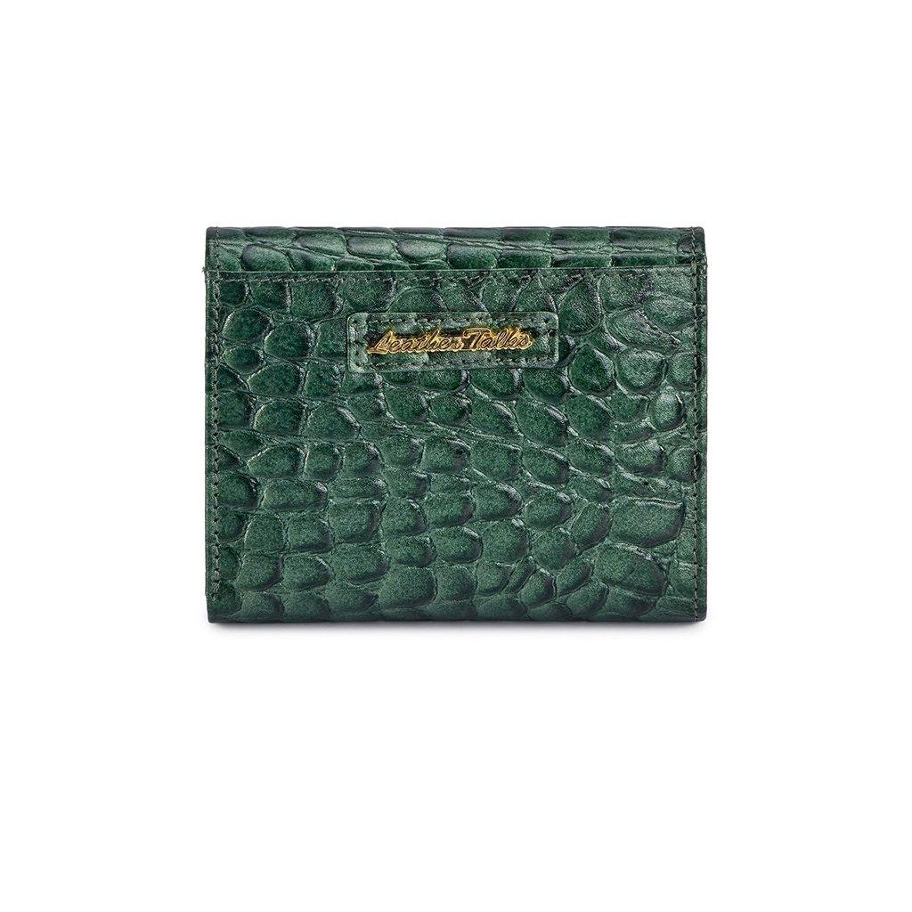 Keva Ladies Wallet | Croco Leather Wallet for Women | 100% Genuine Leather | Color: Green