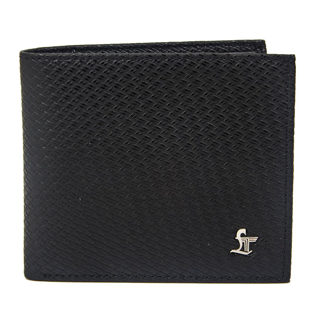 Italian Small Print Weave | Pure Leather | Original Leather Wallet for Men | Color: Black Leather Talks