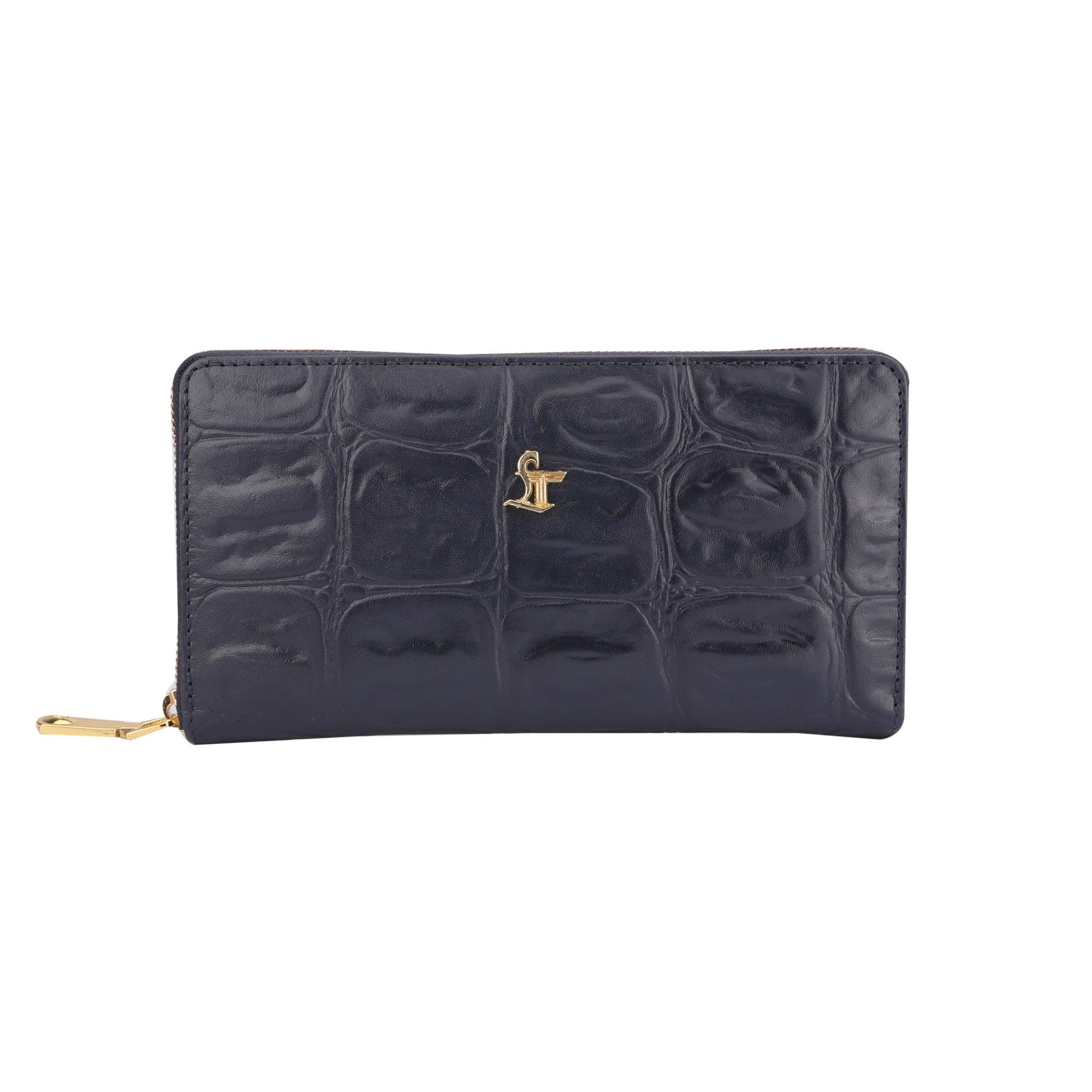 Palm II | Croco Tail Leather Wallet for Women | 100% Genuine Leather | Color: Black