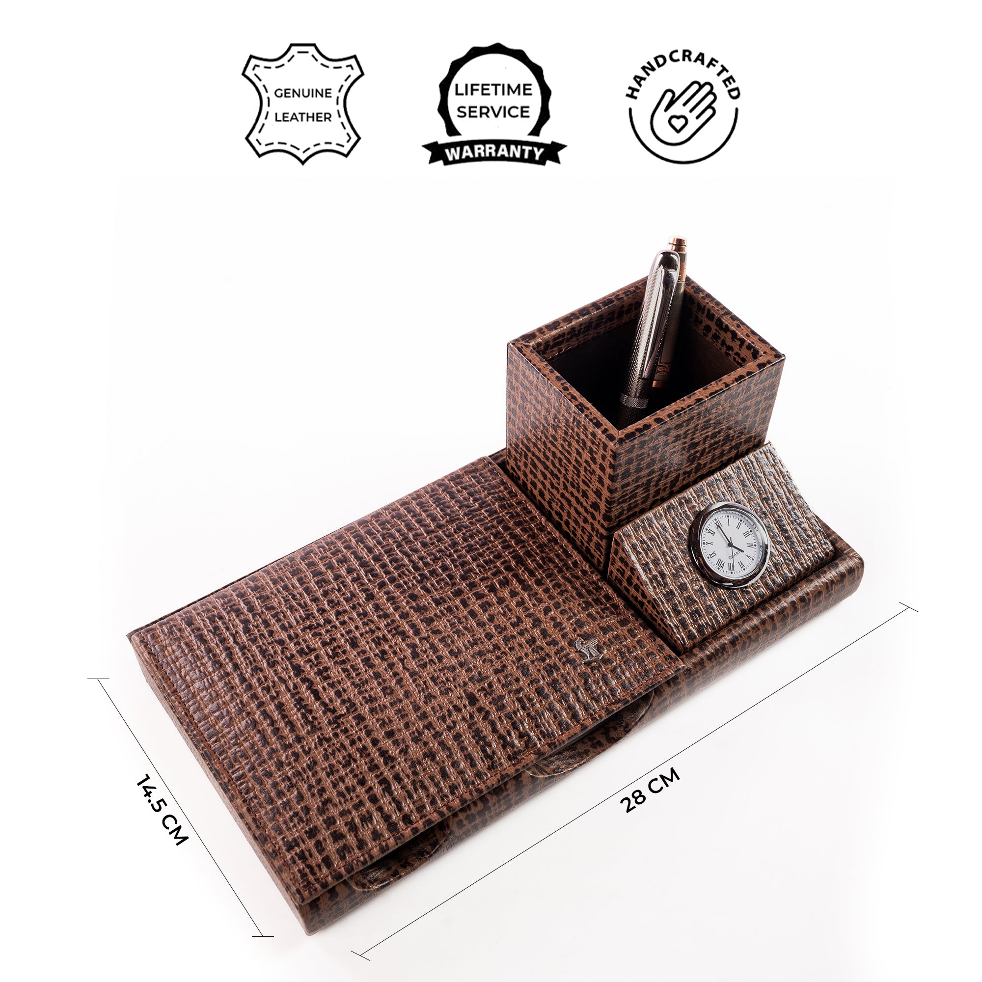Genuine leather desk organizer