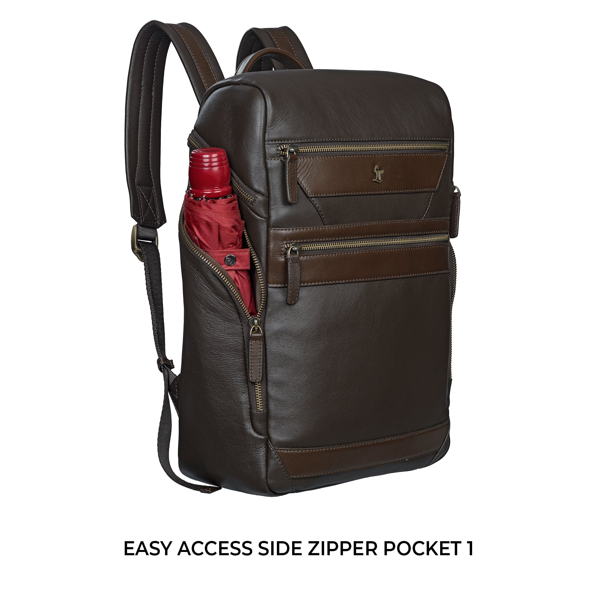 Elegant premium leather backpack for men, ideal for business and casual use.