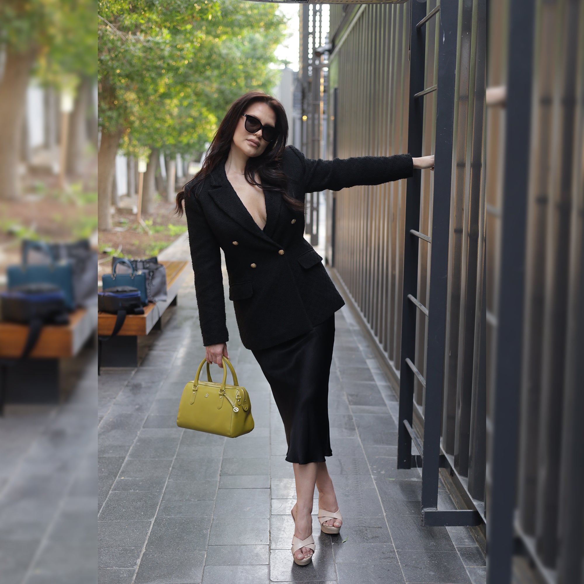 Enna Sling Purse for Women | Leather Handbag For Women | 100% Genuine Leather | Color: Lemon Green