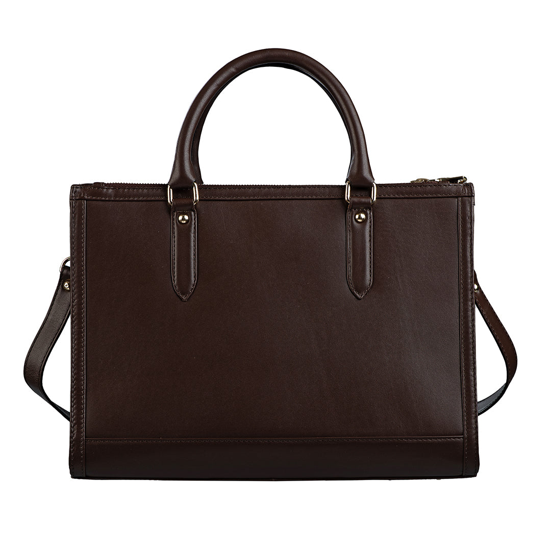 Window Senior Ladies Hand Bag For Women | 100% Genuine Leather | Color - Brown