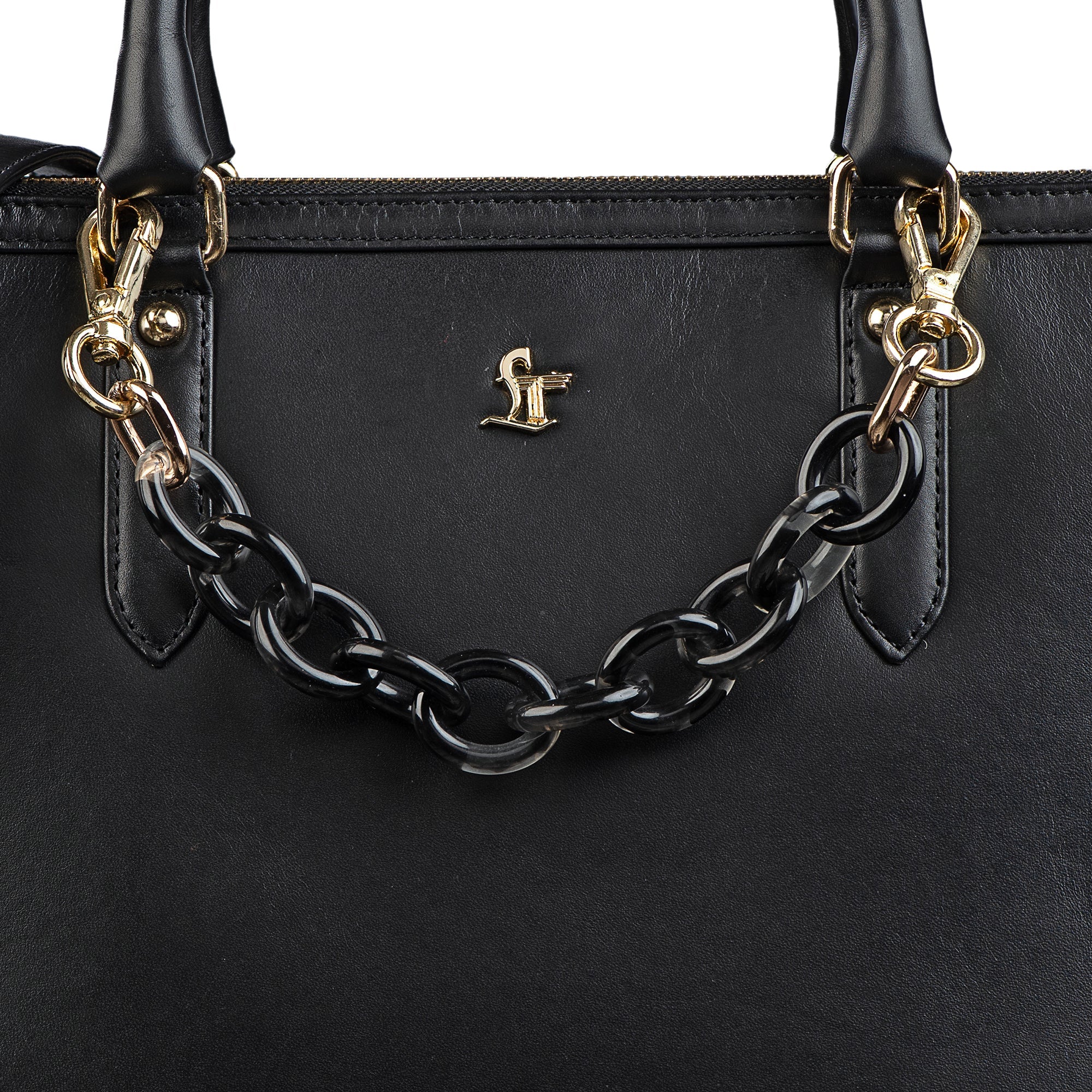 Window Senior Ladies Hand Bag For Women | 100% Genuine Leather | Color - Black