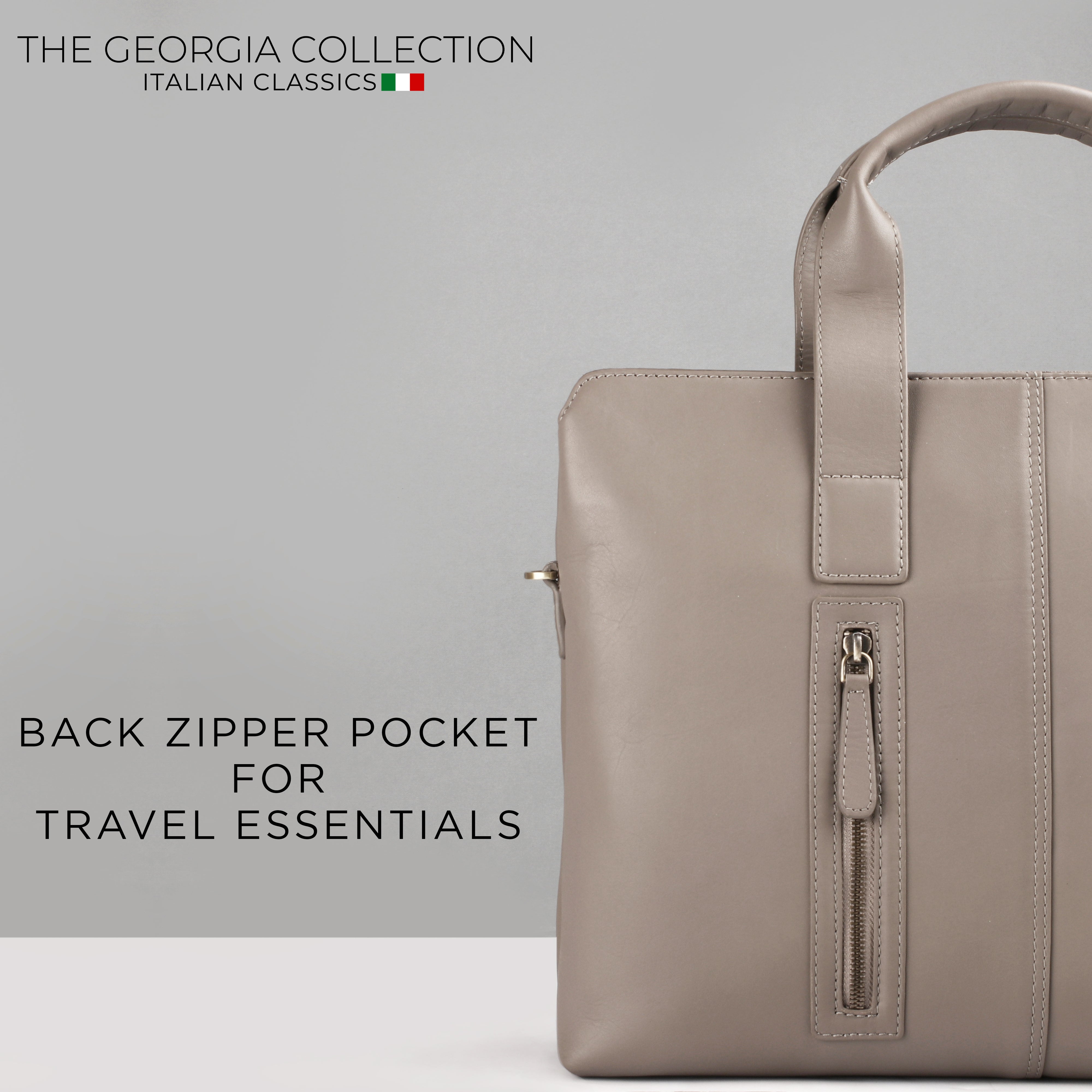 Georgia Collection | Leather Portfolio Bag | For Office Use | Colour - Beige