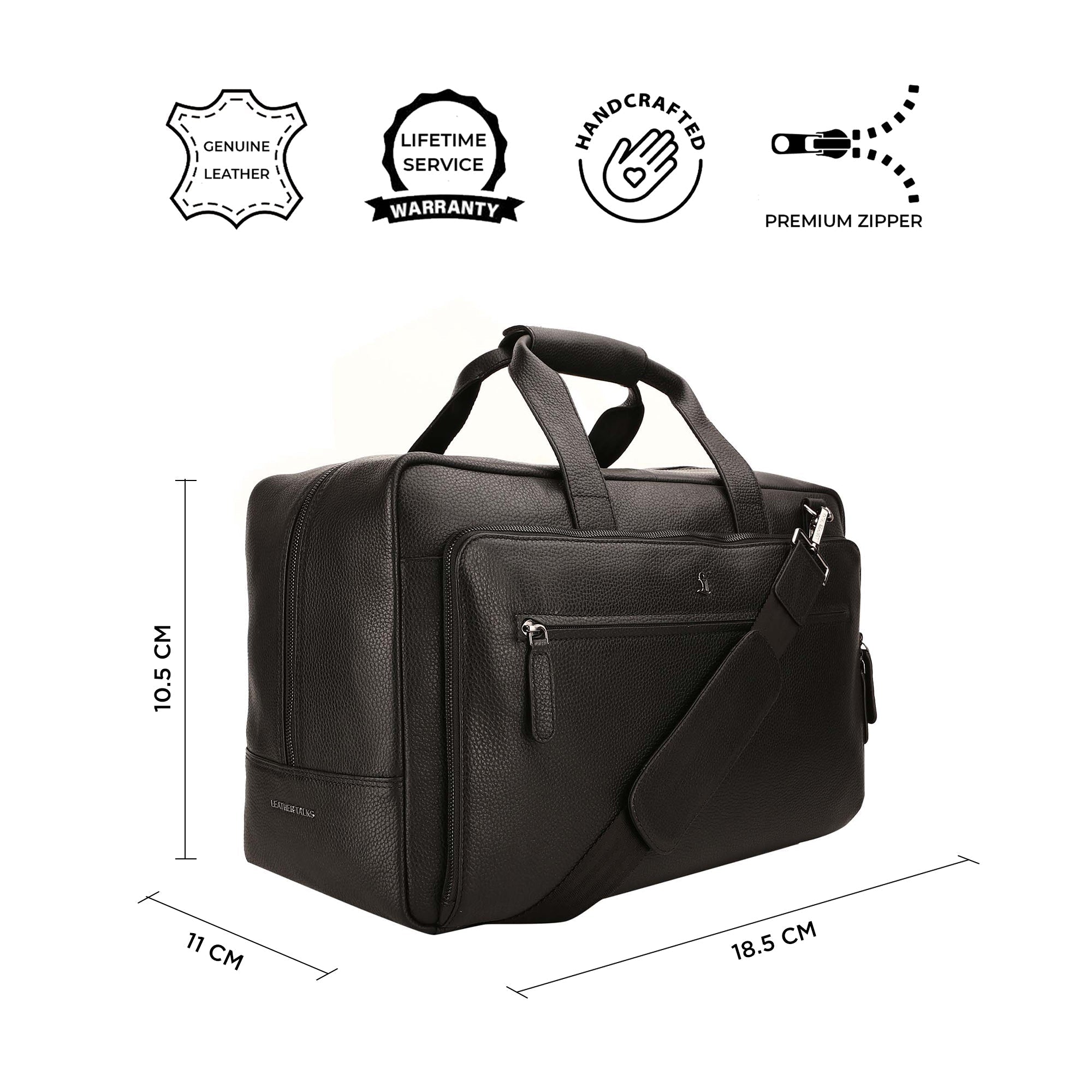 MarcoPolo Travel Duffle Bag| Colour: Black & Brown LeatherTalks