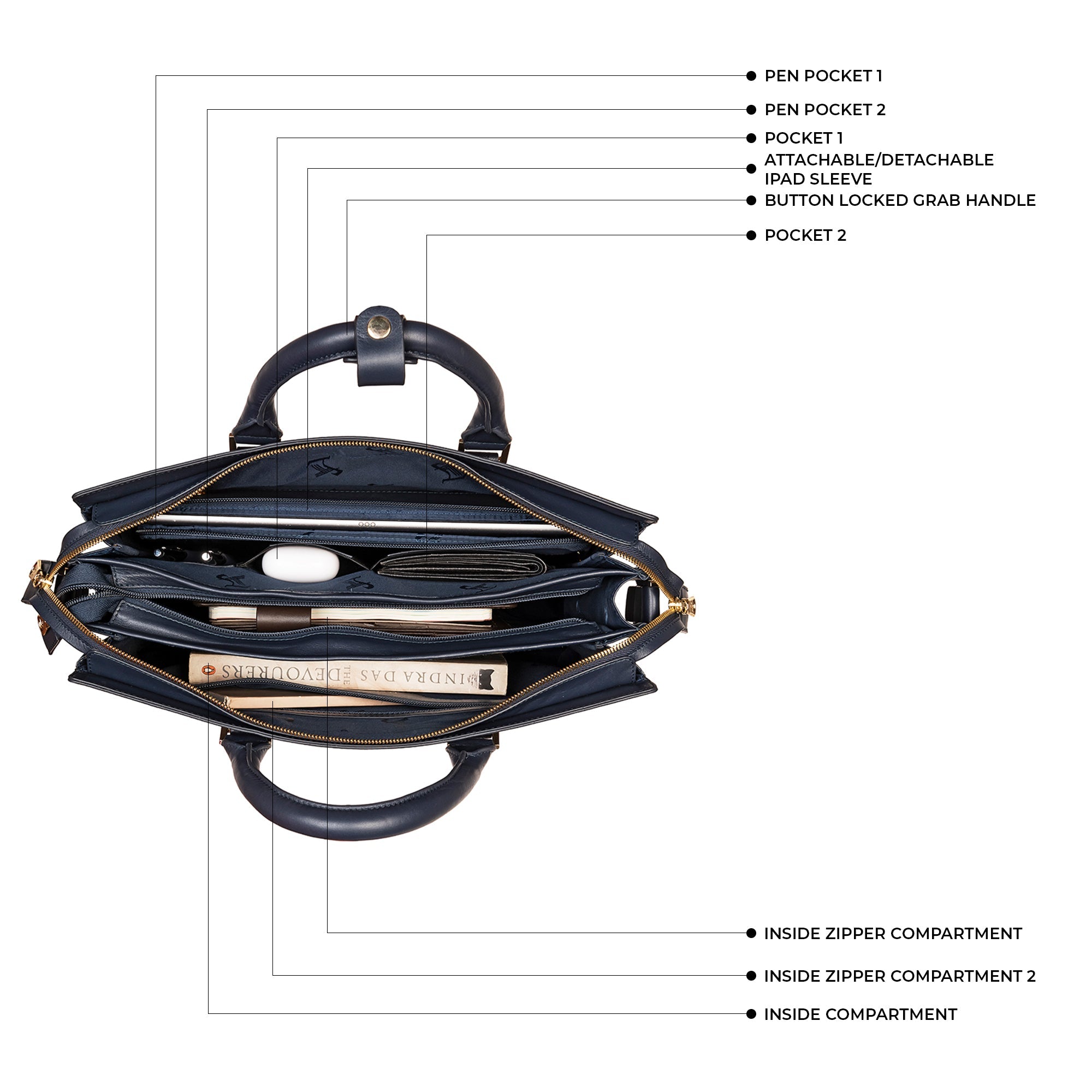 Professional leather laptop bag for men, perfect for carrying laptops, documents, and office essentials