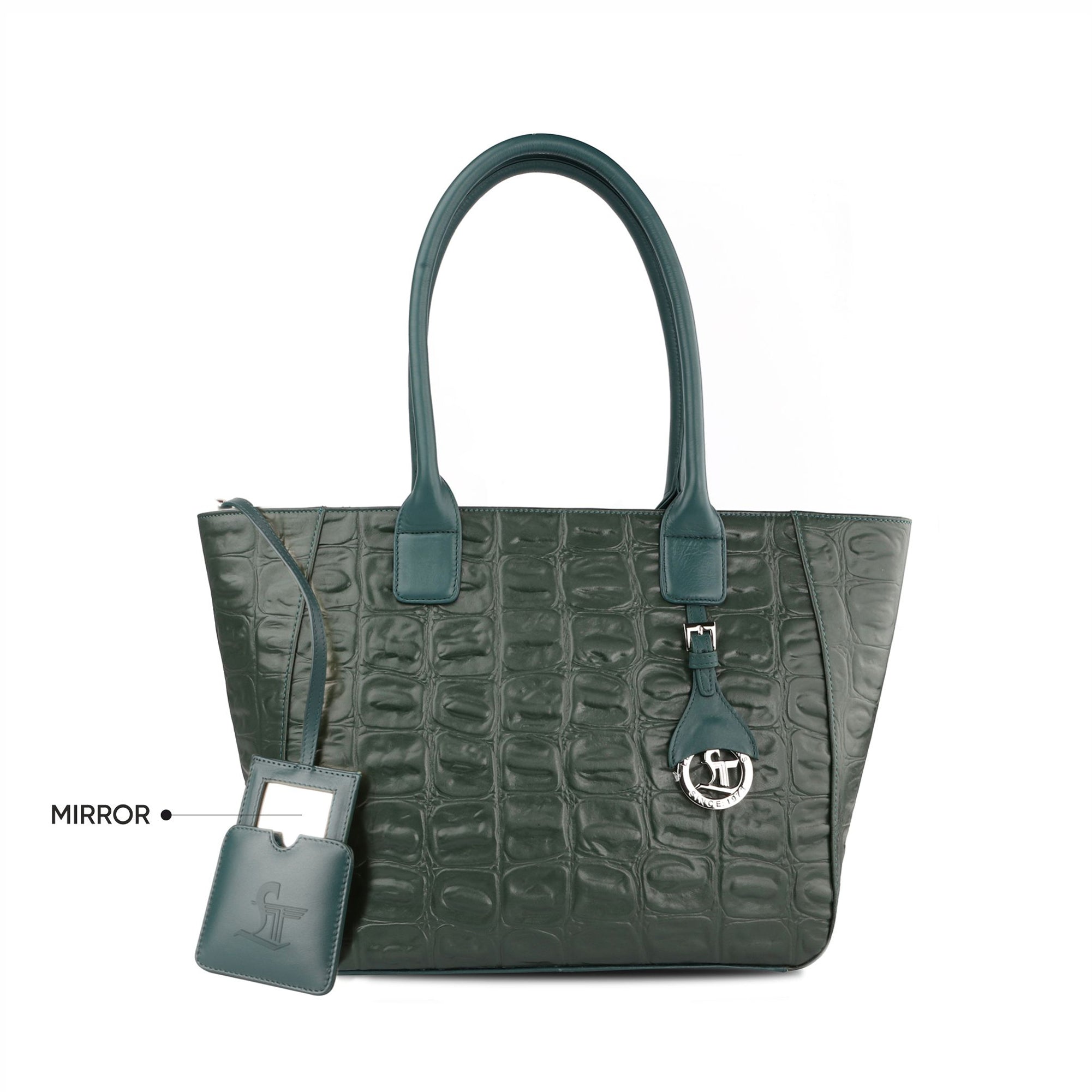 Great Dane Elvis Tote | Leather Tote Bag For Women | Croco Embossed Genuine Leather | Color:Black,Brown, Blue & Green Leather Talks