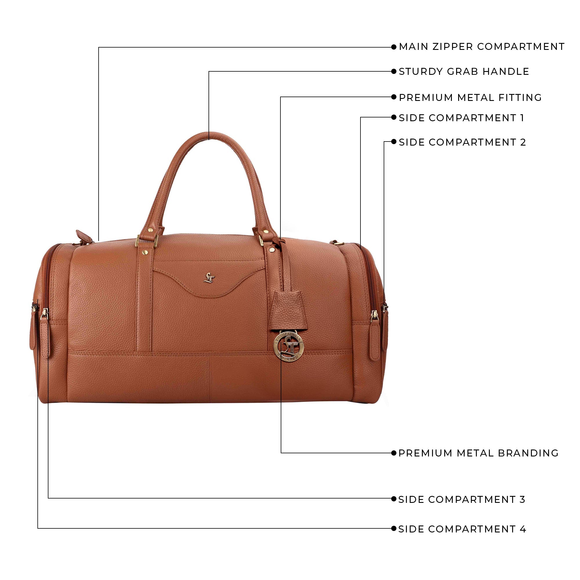 Bush Duffle Bag | Genuine Leather Travel Bag | Duffle Bag for Women | Color: Tan Leather Talks