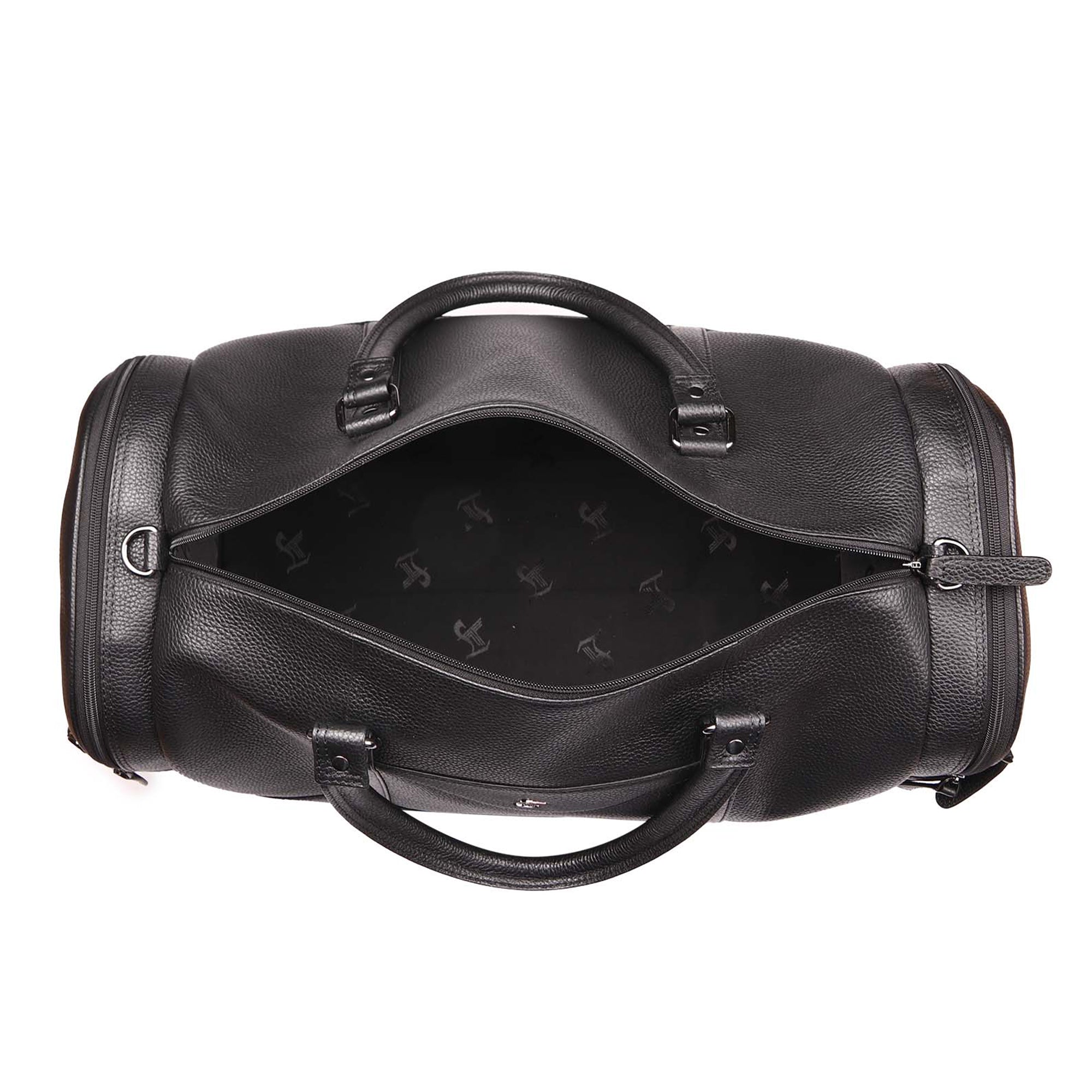 Bush Duffle Bag | Genuine Leather Travel Bag | Duffle Bag for Men | Color: Black & Brown Leather Talks