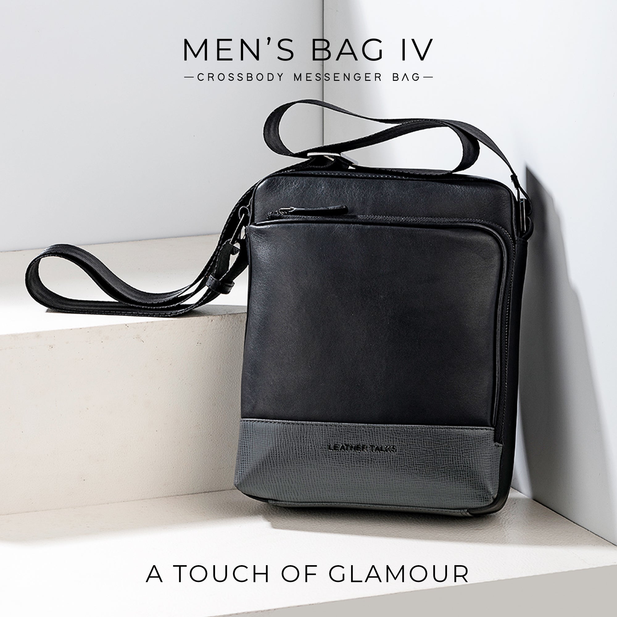 Men's Leather Messenger Bag | Colour - Grey