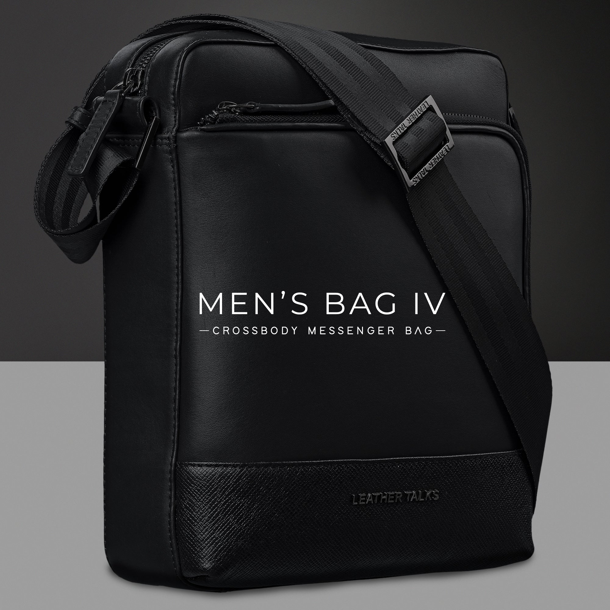 Men's Bag IV | Men's Leather Messenger Bag | Colour - Black | 100% Gen