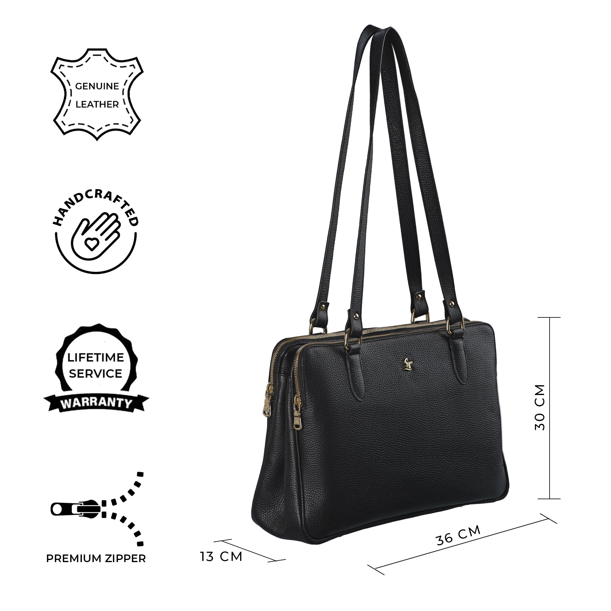 Rocha Ladis Slingbag for Women | 100% Genuine Leather | Color - Black