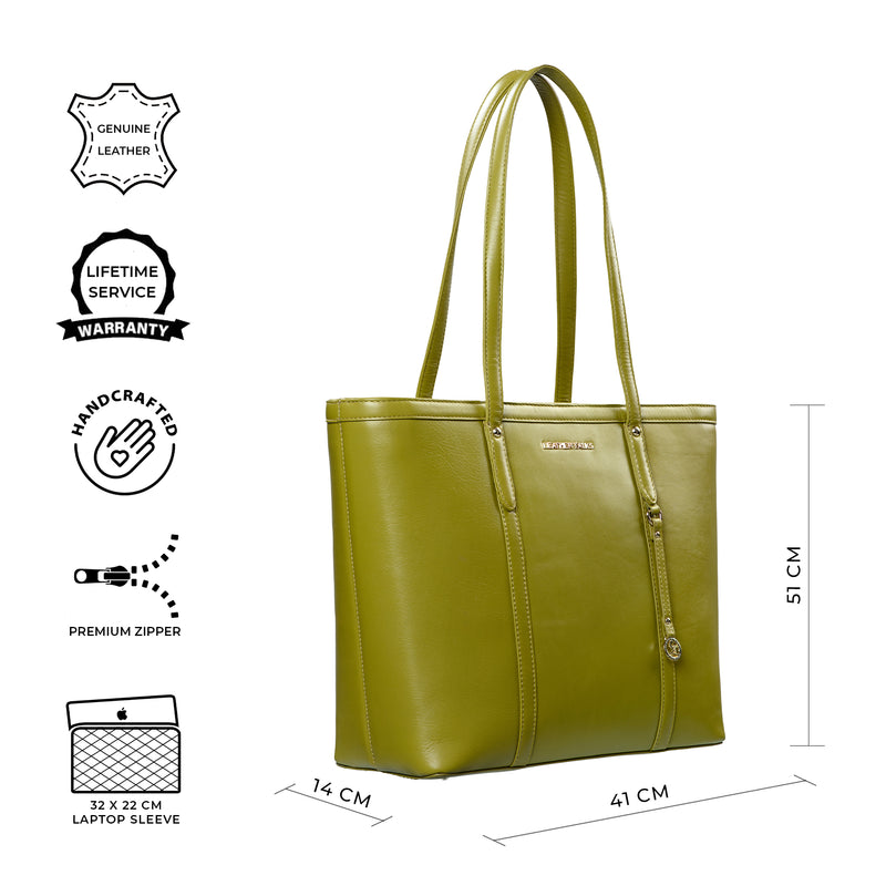 Elegant Ladies Tote Bag | Genuine Leather Tote Bags For Women | Color - Black , Brown , Green & Blue | Ideal For Office, Meeting, Travel