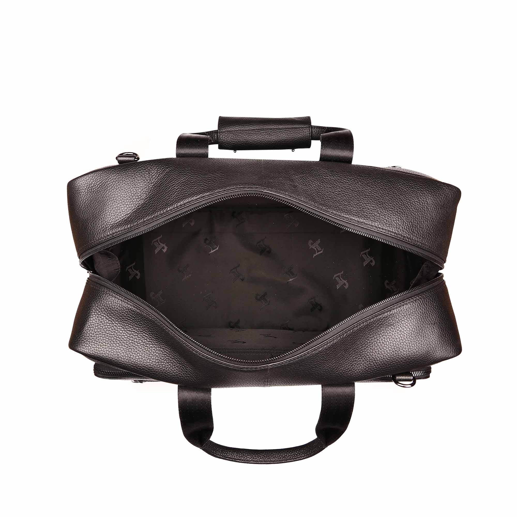 MarcoPolo Travel Duffle Bag| Colour: Black & Brown LeatherTalks