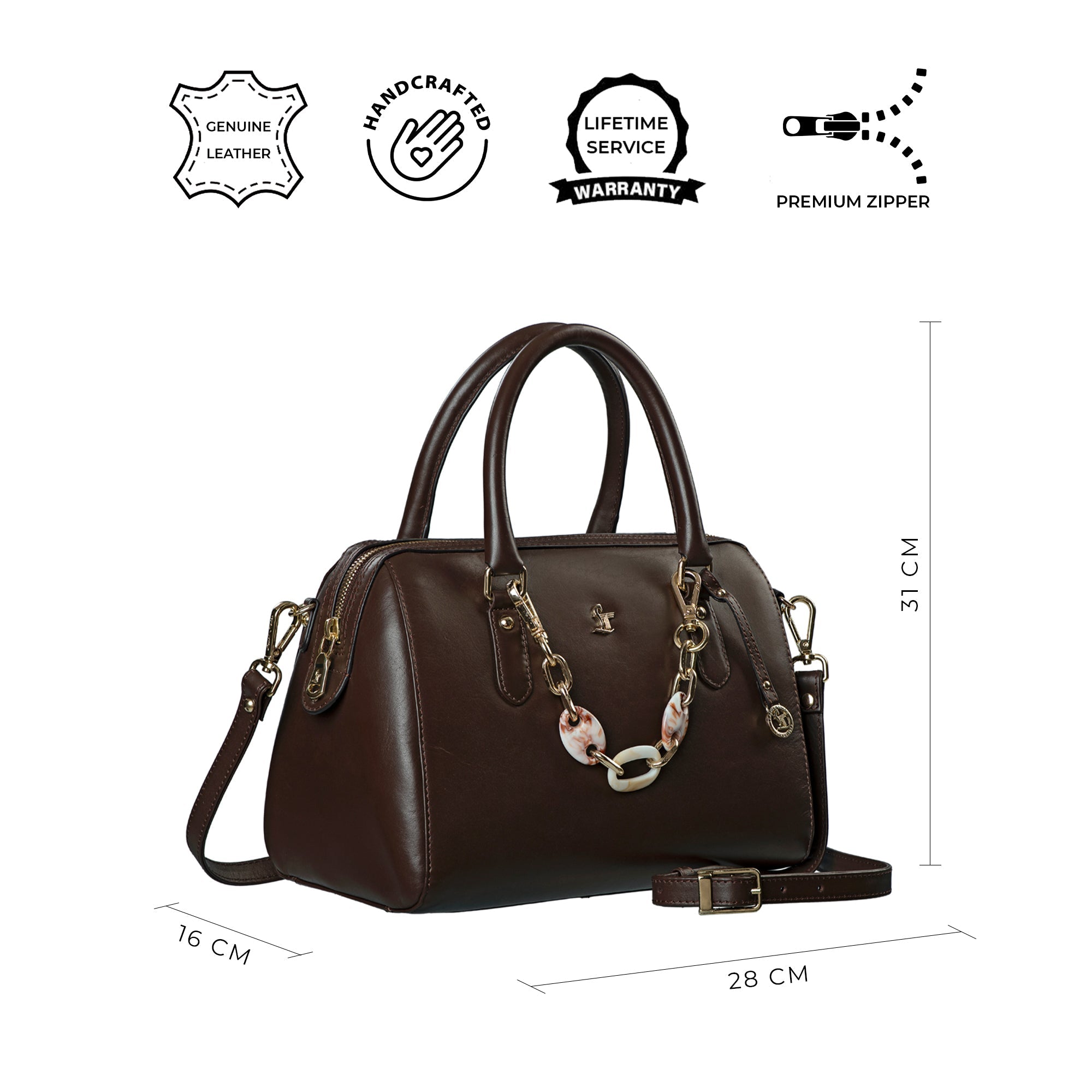 Enna Sling Purse for Women | Genuine Leather Handbag For Women | Color: DDM Softy - Dark Brown Leather Talks