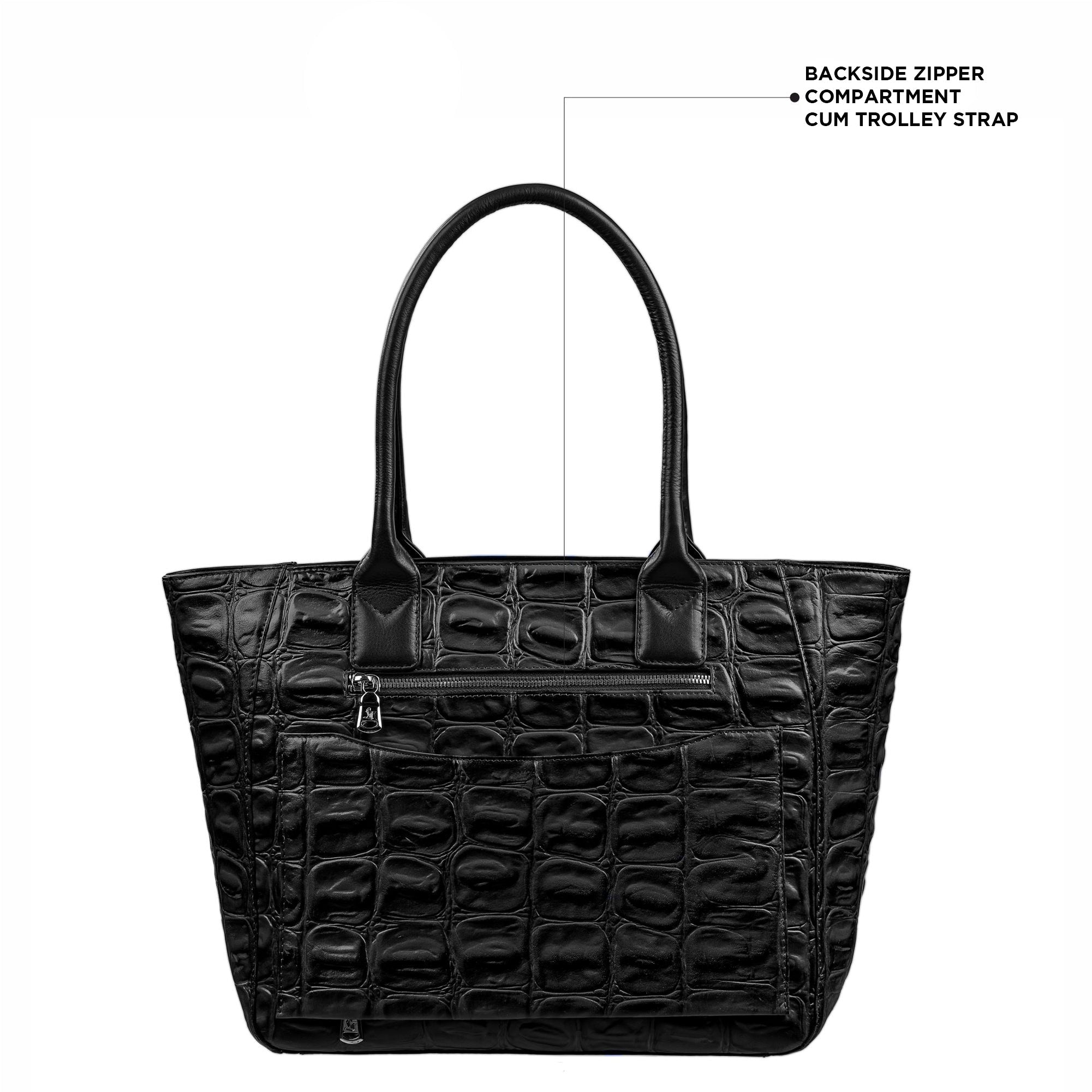 Great Dane Elvis Tote | Leather Tote Bag For Women | Croco Embossed Genuine Leather | Color:Black,Brown, Blue & Green Leather Talks