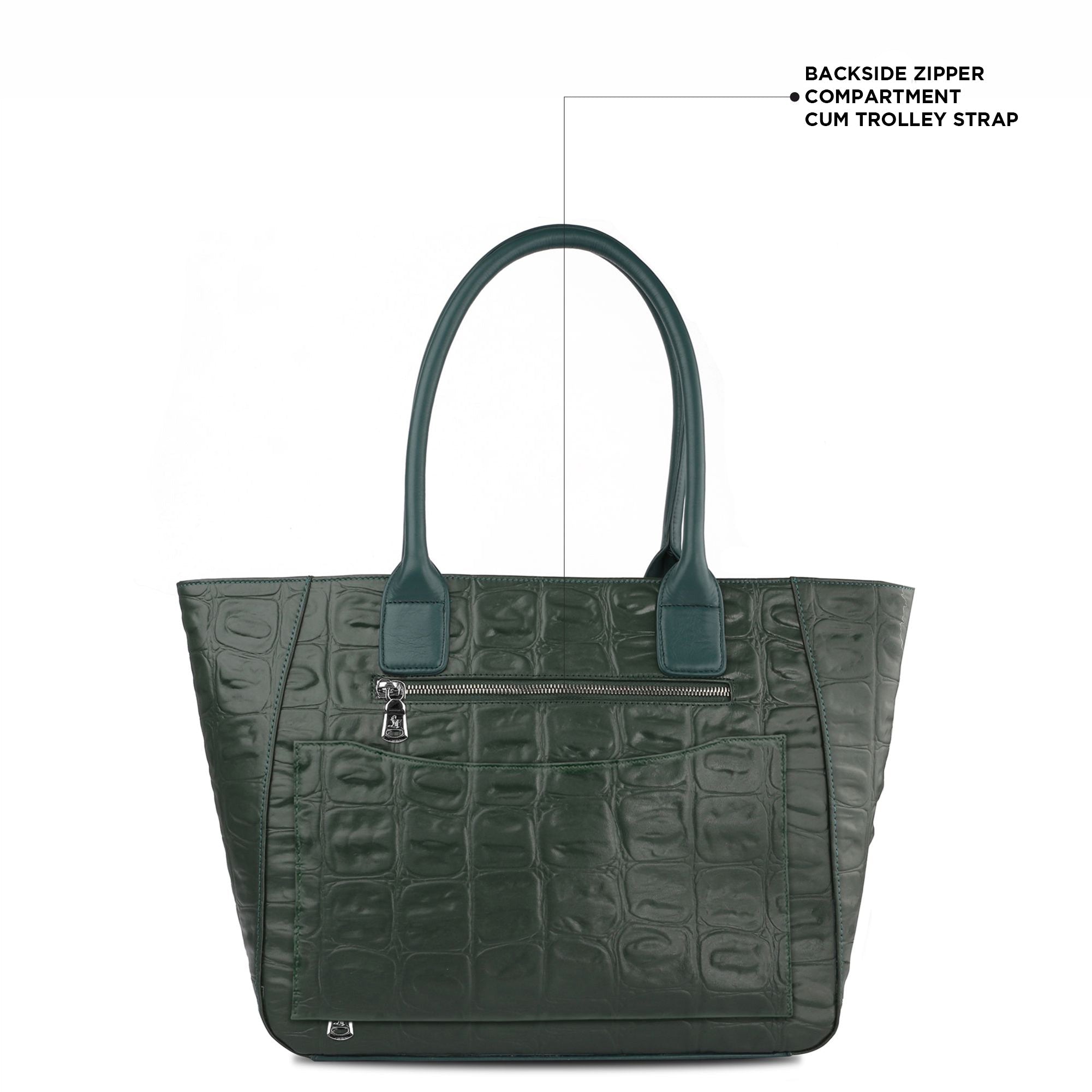 Great Dane Elvis Tote | Leather Tote Bag For Women | Croco Embossed Genuine Leather | Color:Black,Brown, Blue & Green Leather Talks