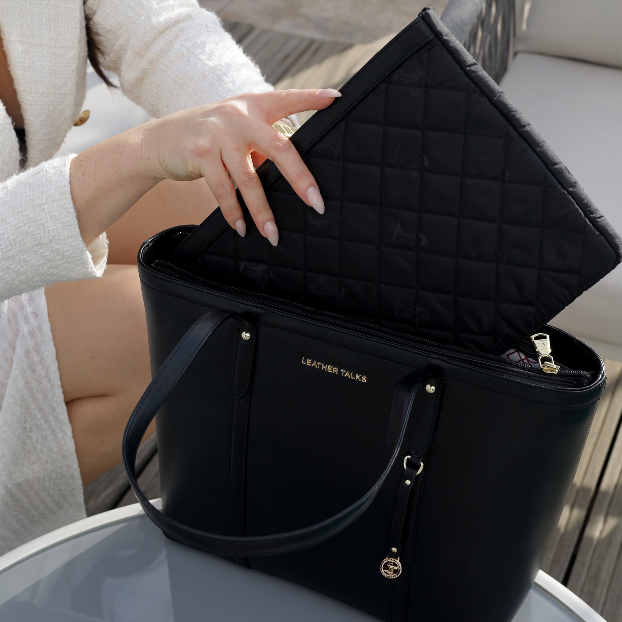 Genuine Leather Tote Bags For Women | Color - Black