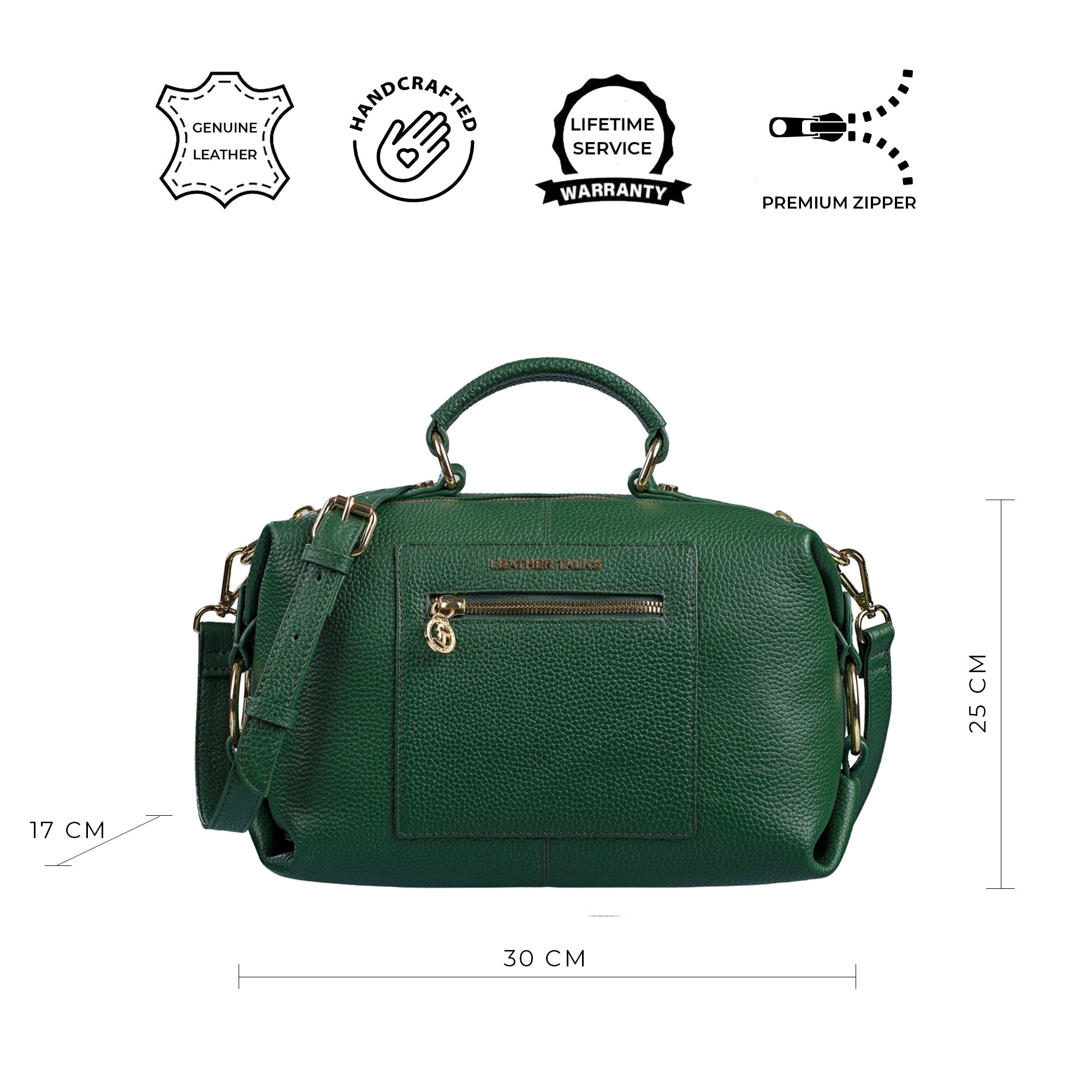 Leather Hand Bags For Women | 100% Genuine Leather | Color - Green