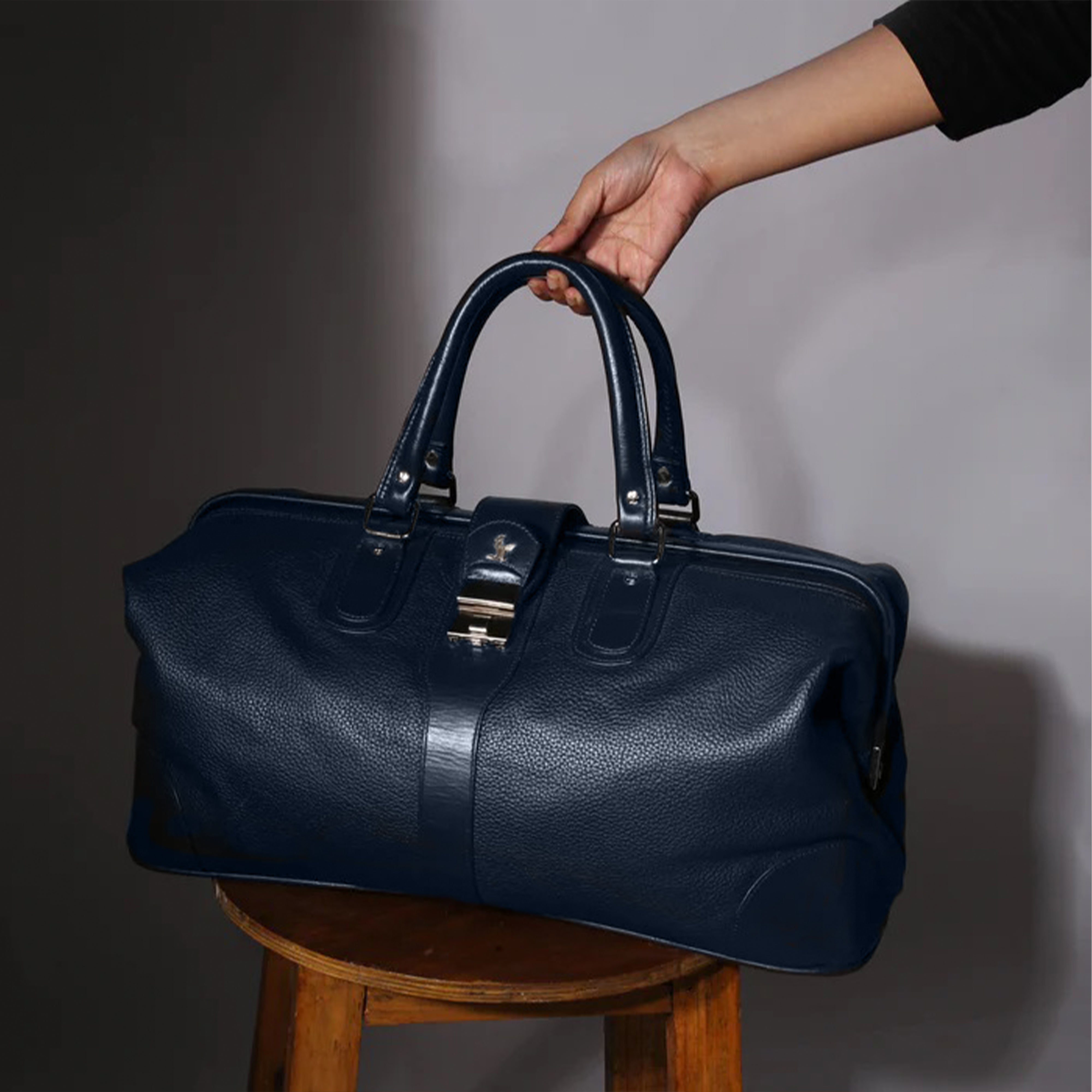 Luxury 97 | Leather Duffle Bag For Men | For Travel | Colour: Black, Brown & Blue Leather Talks