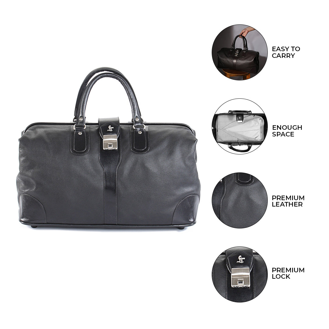 Luxury 97 | Leather Duffle Bag For Men | For Travel | Colour: Black, Brown & Blue Leather Talks