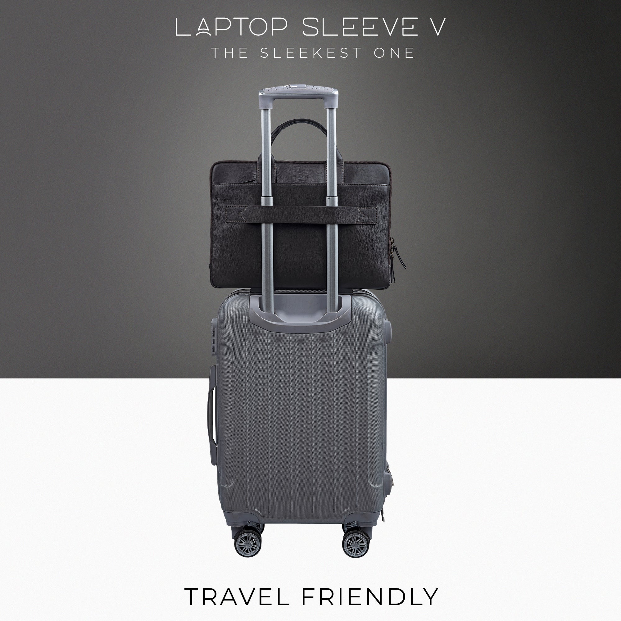 Laptop Sleeve V | 100% Genuine Leather | Color : Black