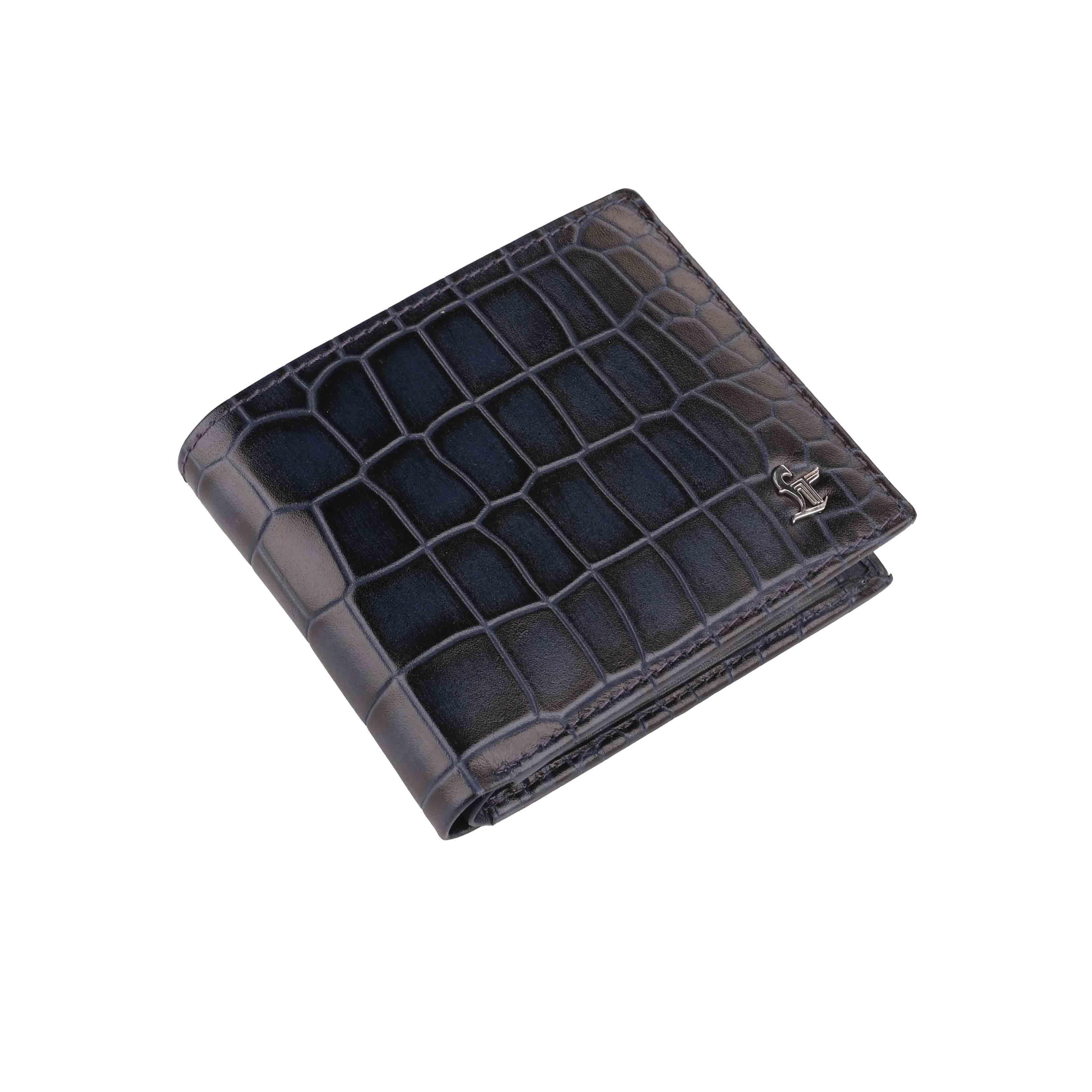 Set of III Gift Set Men's Croco Belt, Wallet & Prime Key Pouch - Premium Leather Accessories | Color- Blue Leather Talks