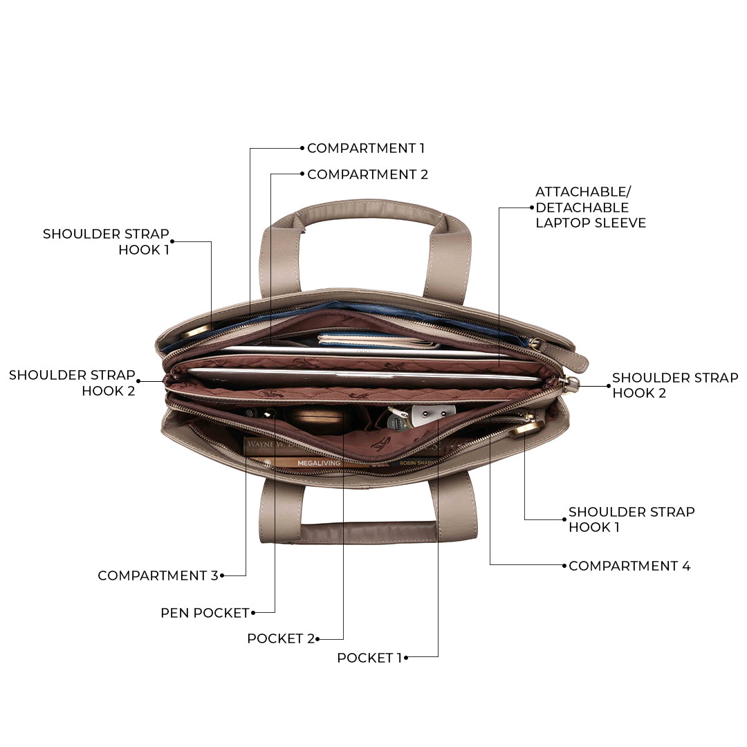 Georgia Collection | Leather Portfolio Bag | For Office Use | Colour - Beige