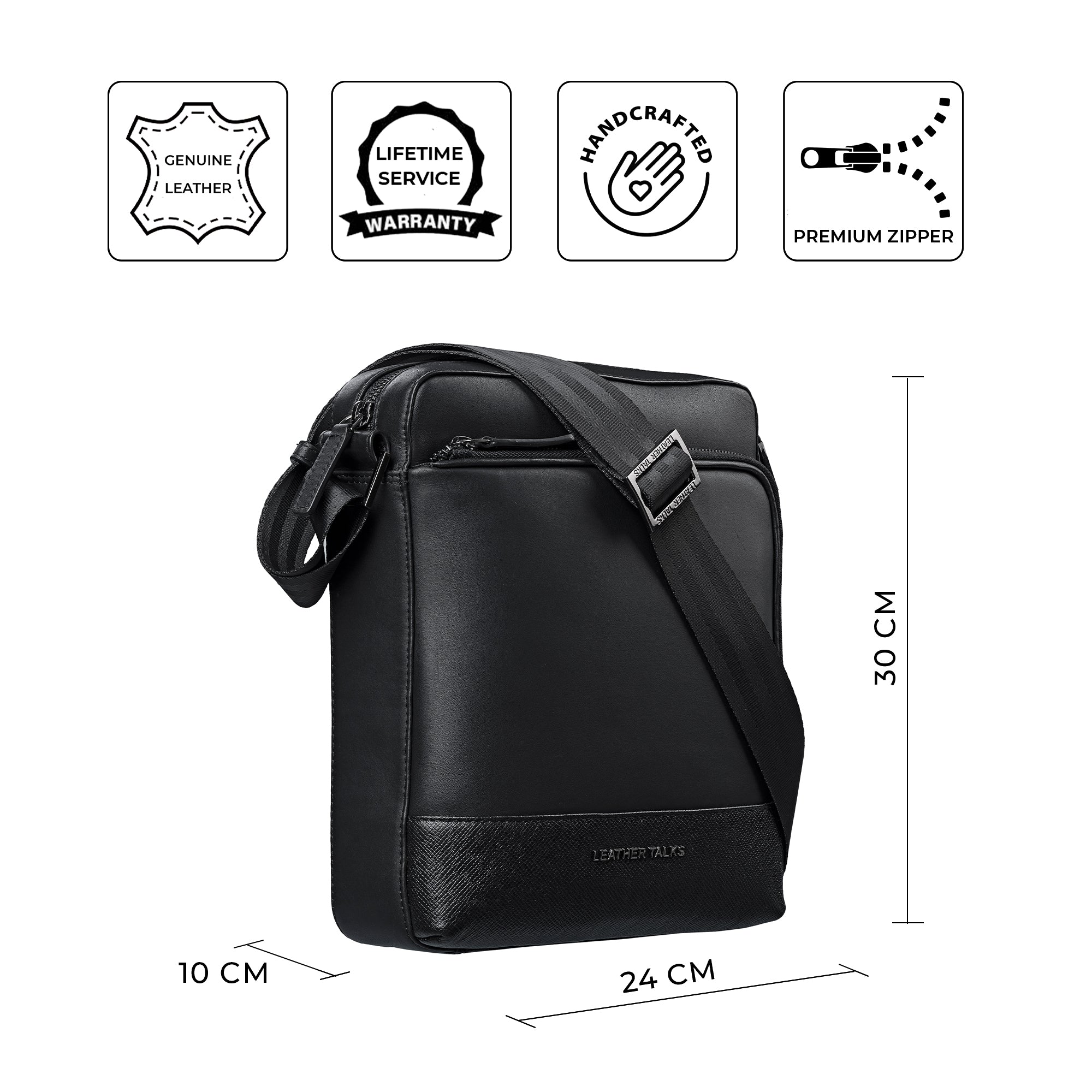 Men’s Bag IV | Men's Leather Messenger Bag | Colour - Black | 100% Genuine Leather LeatherTalks