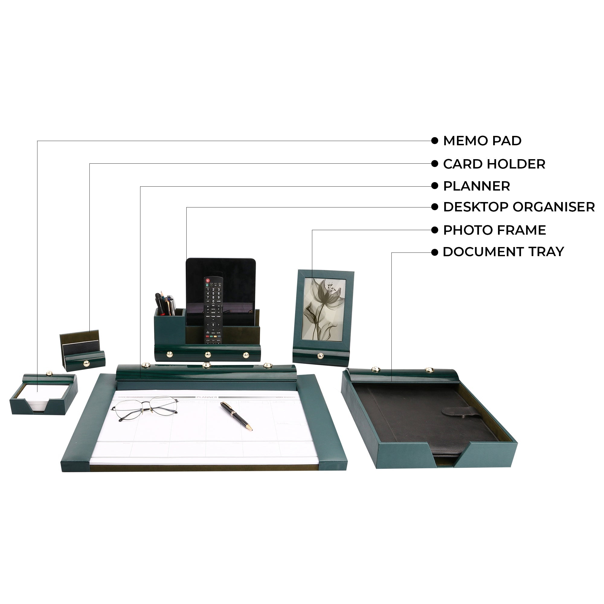 Wood Leather Desktop Organizer for Office Use – A functional desktop organizer made from wood and leather for office spaces.