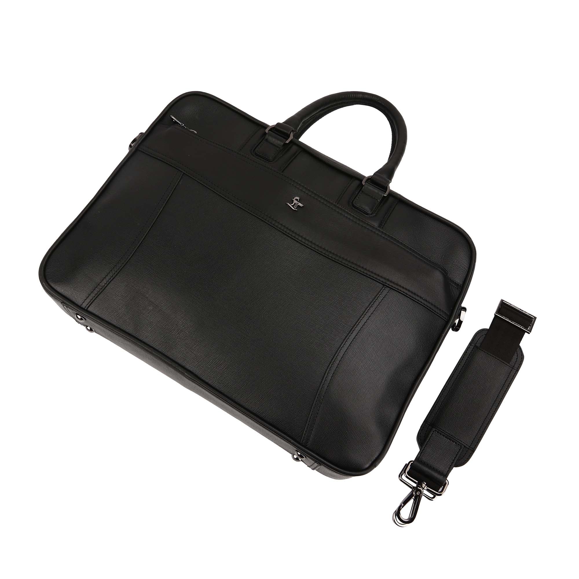 Smith | Leather Portfolio Bag | 100% Genuine Leather | Lifetime Service Warranty | Color: Black